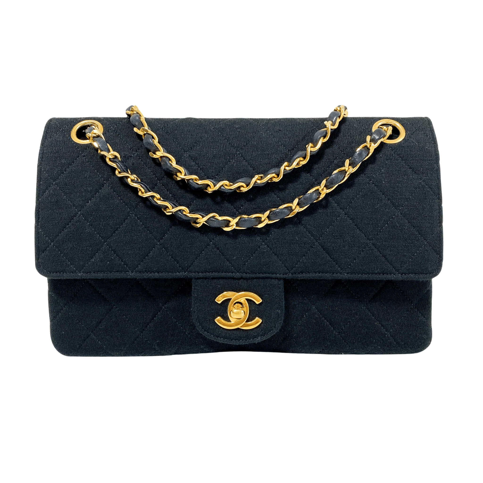 CHANEL Cotton Timeless Classic Quilted Double Flap Gold Chain Shoulder Bag, in , Sold by HIVE PRELOVED - Shoulder Bags, ,