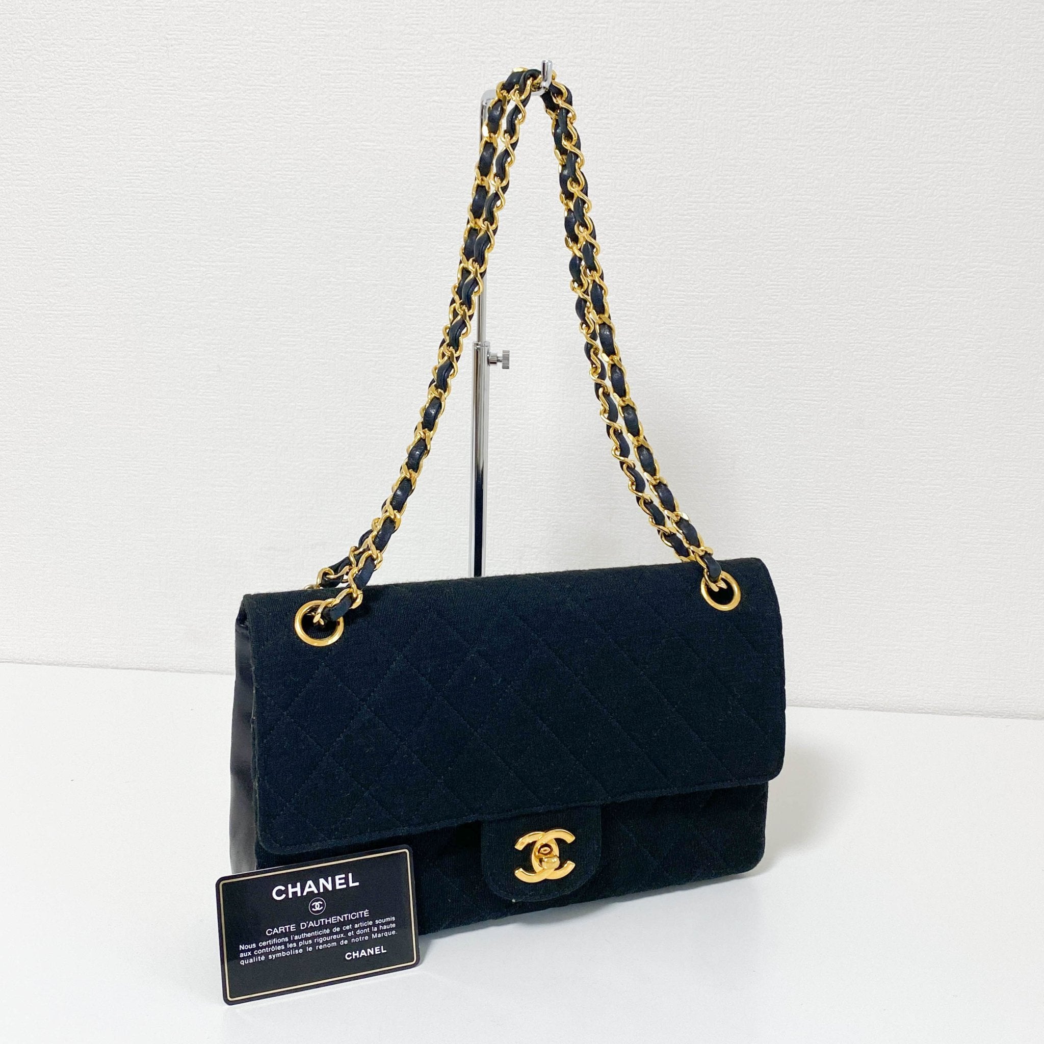 CHANEL Cotton Timeless Classic Quilted Double Flap Gold Chain Shoulder Bag, in , Sold by HIVE PRELOVED - Shoulder Bags, ,