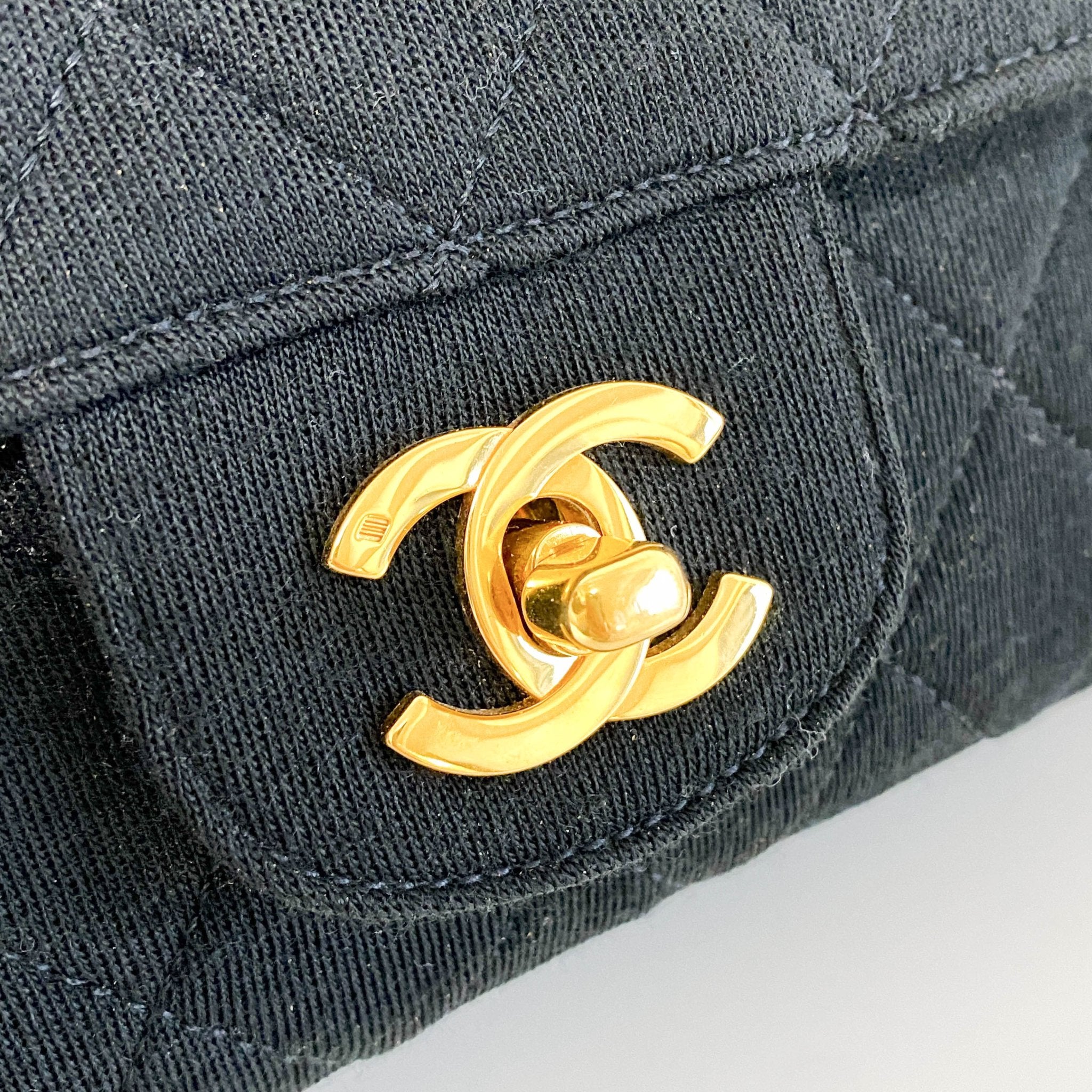 CHANEL Cotton Timeless Classic Quilted Double Flap Gold Chain Shoulder Bag, in , Sold by HIVE PRELOVED - Shoulder Bags, ,