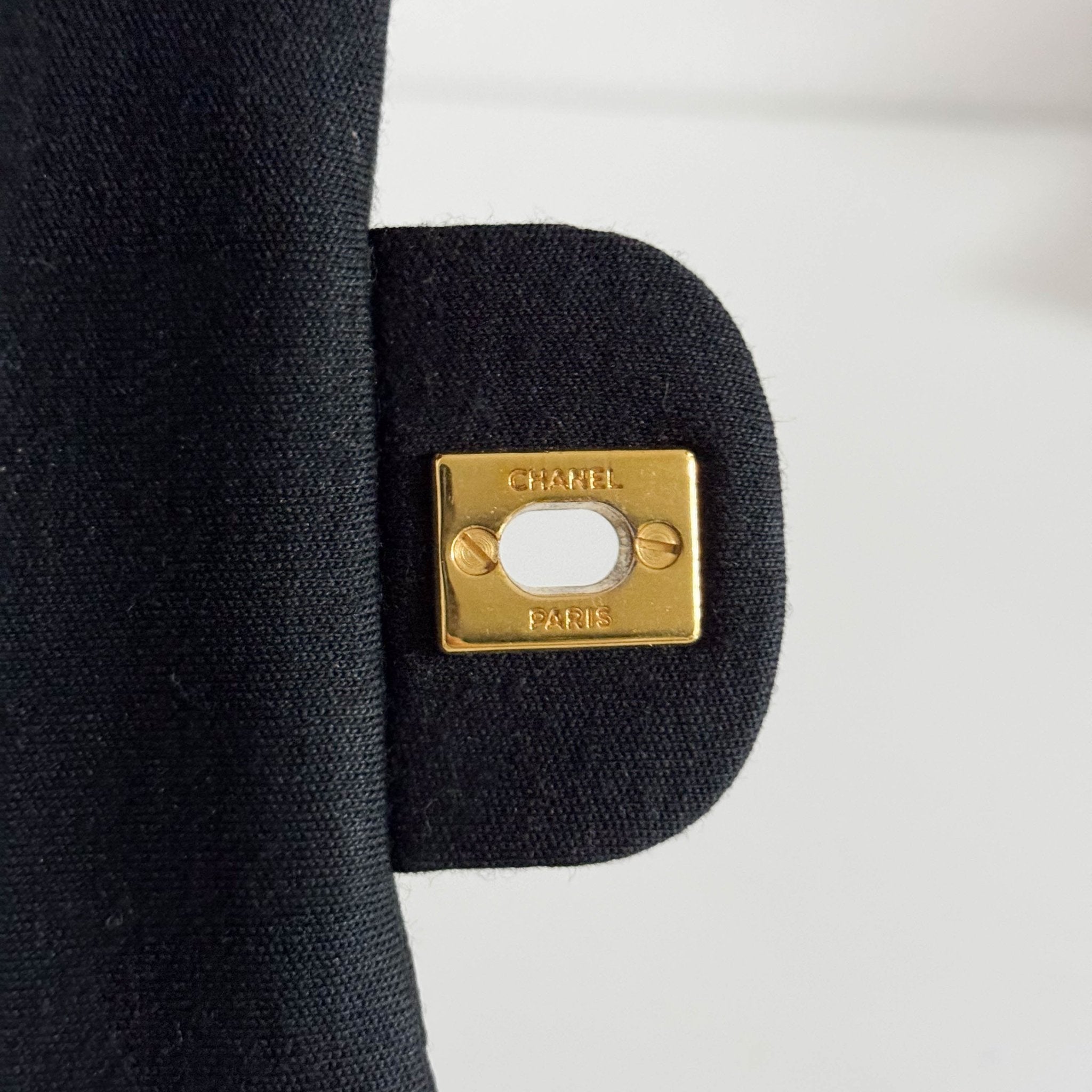 CHANEL Cotton Timeless Classic Quilted Double Flap Shoulder Bag Double Chain Gold Hardware, in , Sold by HIVE PRELOVED