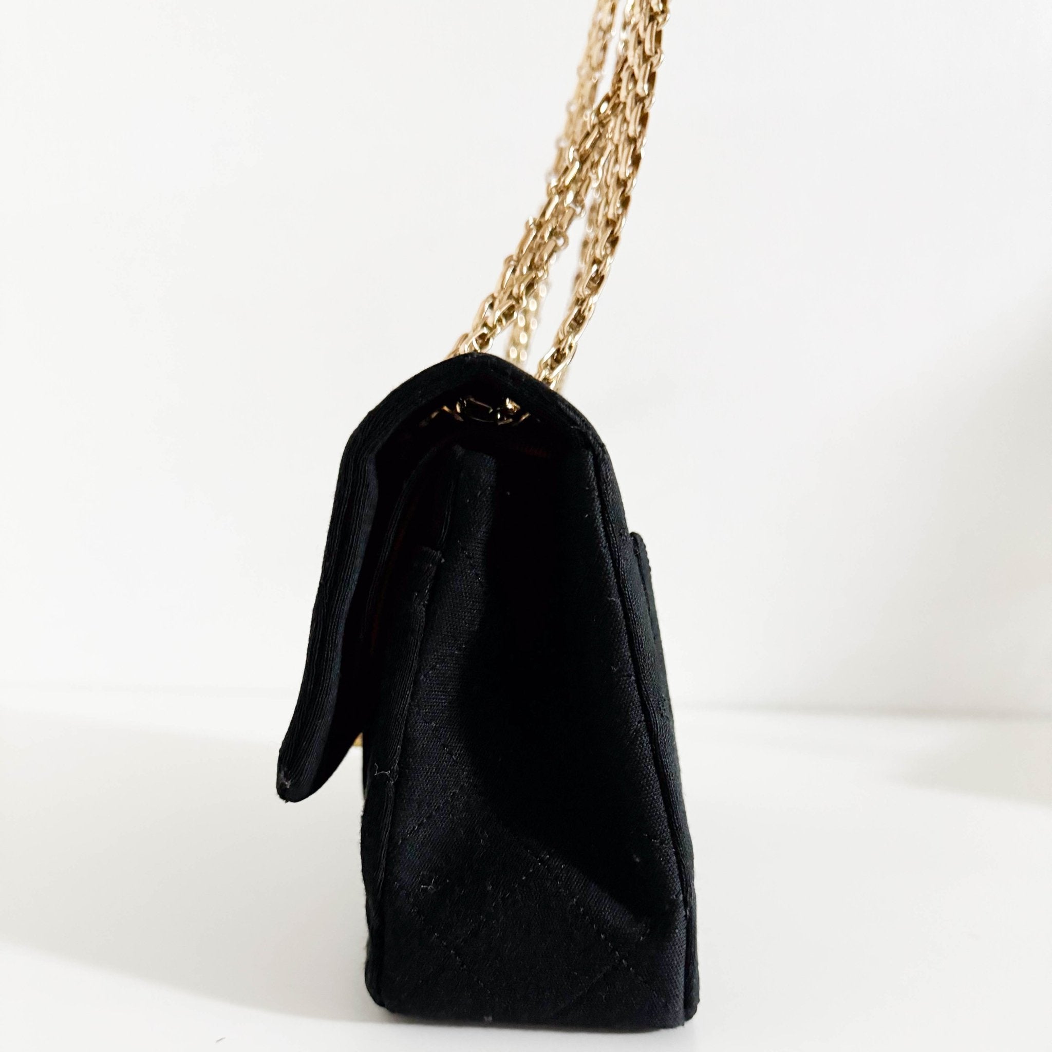 CHANEL Cotton Timeless Classic Quilted Double Flap Shoulder Bag Double Chain Gold Hardware, in , Sold by HIVE PRELOVED