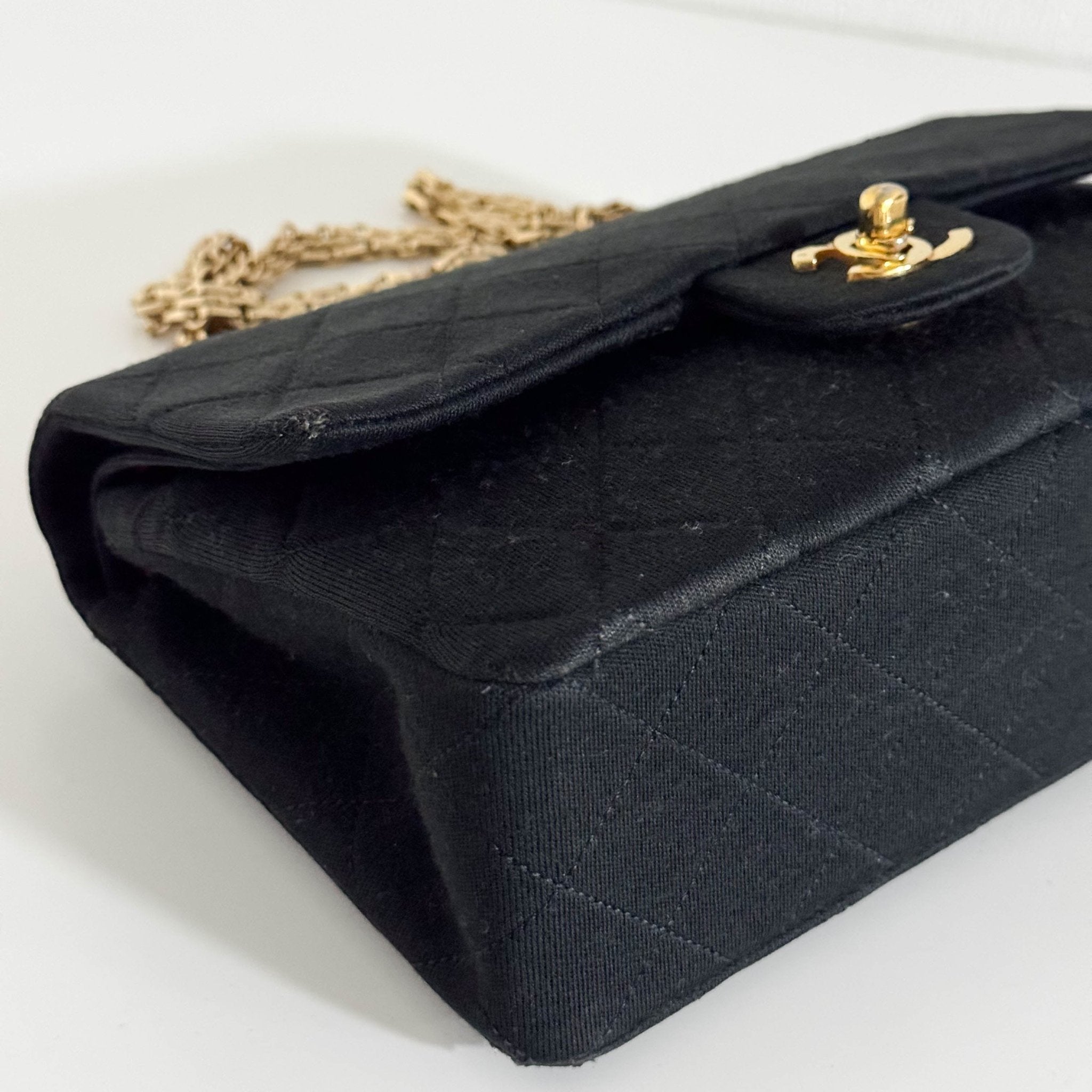 CHANEL Cotton Timeless Classic Quilted Double Flap Shoulder Bag Double Chain Gold Hardware, in , Sold by HIVE PRELOVED