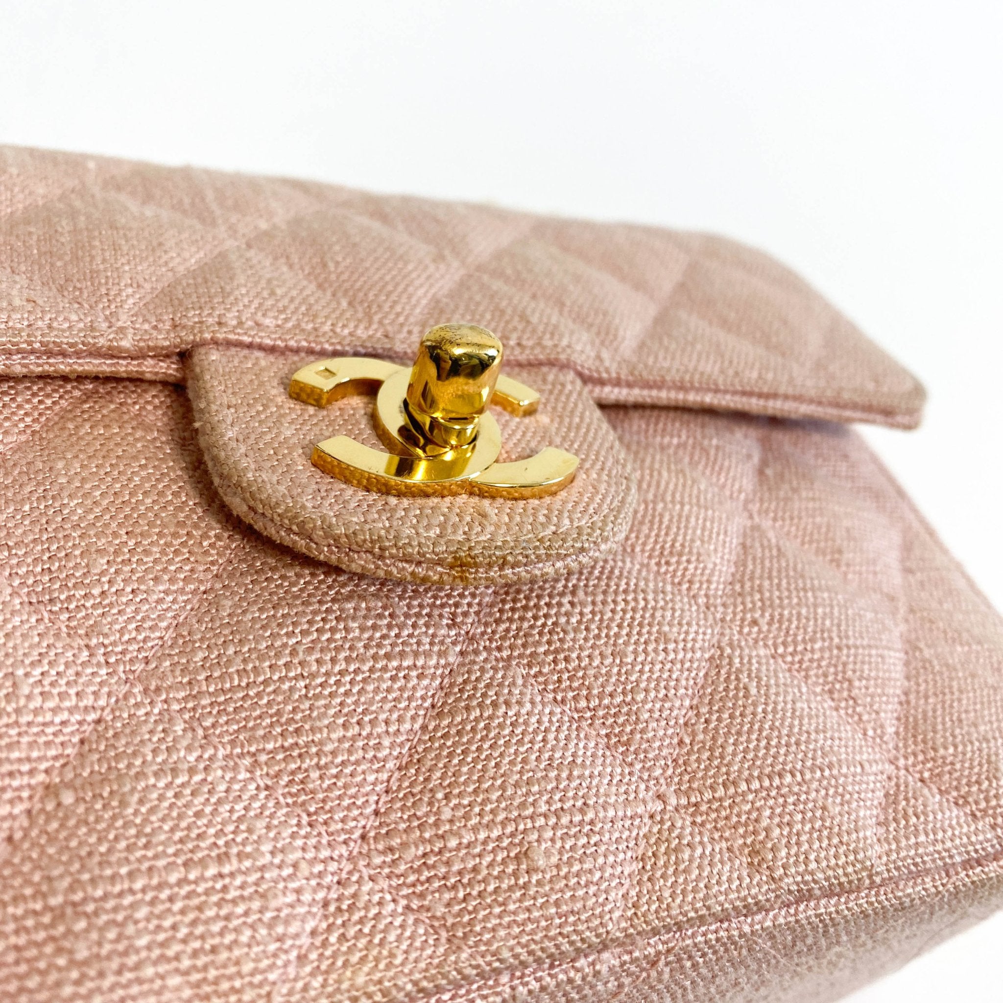 CHANEL Cotton Timeless Classic Quilted Single Flap Chain Crossbody Bag Neutral Pink, in , Sold by HIVE PRELOVED - Crossbody bags, Mini bags,