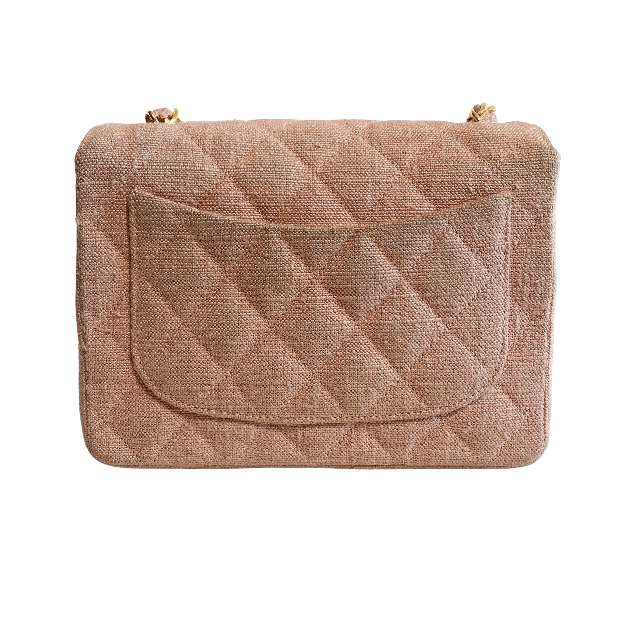 CHANEL Cotton Timeless Classic Quilted Single Flap Chain Crossbody Bag Neutral Pink, in , Sold by HIVE PRELOVED - Crossbody bags, Mini bags,