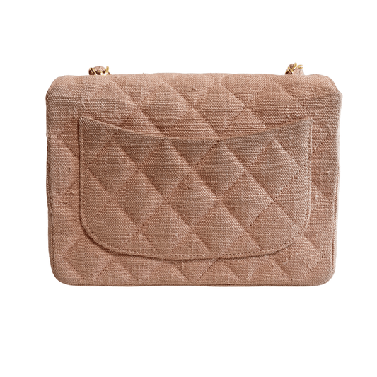 CHANEL Cotton Timeless Classic Quilted Single Flap Chain Crossbody Bag Neutral Pink, in , Sold by HIVE PRELOVED - Crossbody bags, Mini bags,