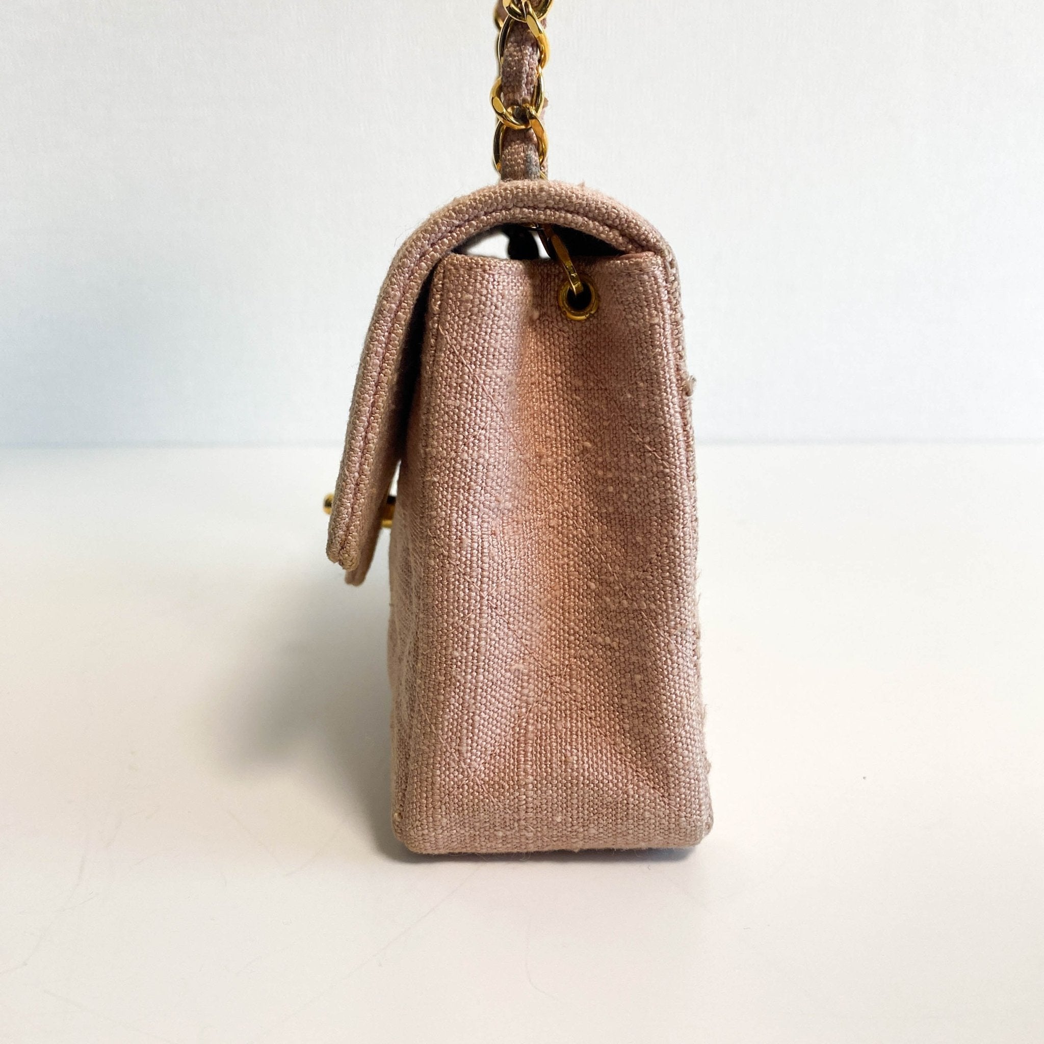 CHANEL Cotton Timeless Classic Quilted Single Flap Chain Crossbody Bag Neutral Pink, in , Sold by HIVE PRELOVED - Crossbody bags, Mini bags,