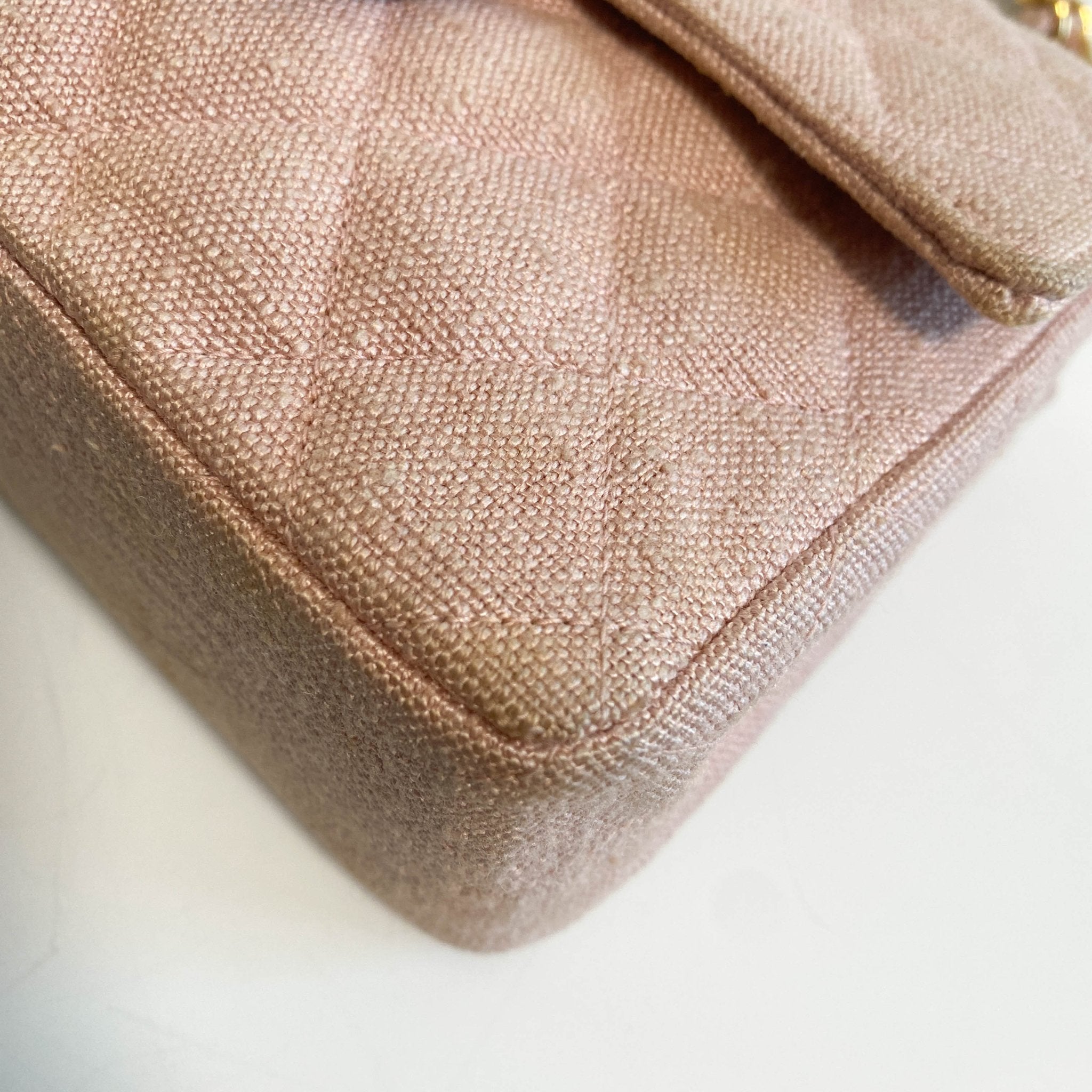CHANEL Cotton Timeless Classic Quilted Single Flap Chain Crossbody Bag Neutral Pink, in , Sold by HIVE PRELOVED - Crossbody bags, Mini bags,