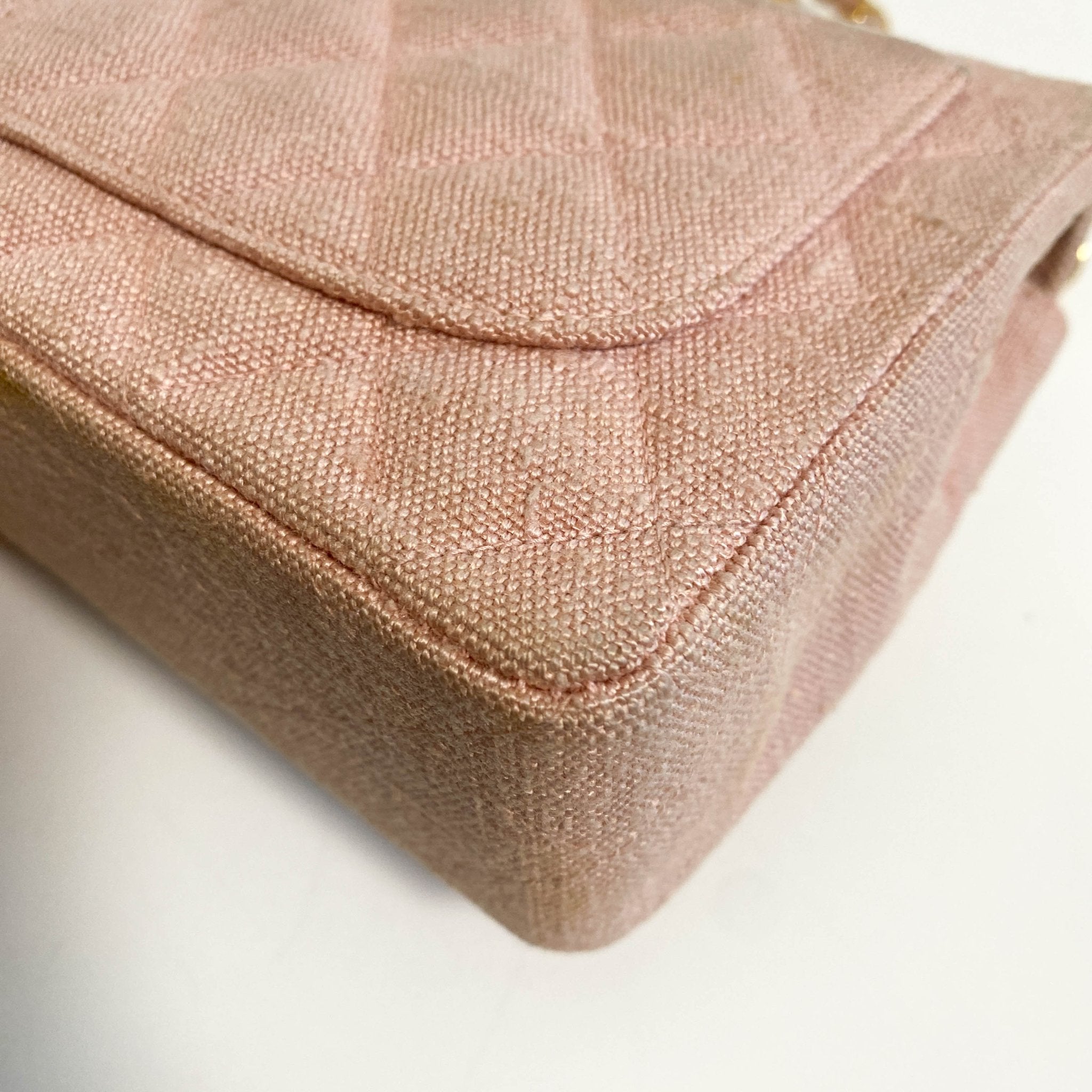 CHANEL Cotton Timeless Classic Quilted Single Flap Chain Crossbody Bag Neutral Pink, in , Sold by HIVE PRELOVED - Crossbody bags, Mini bags,
