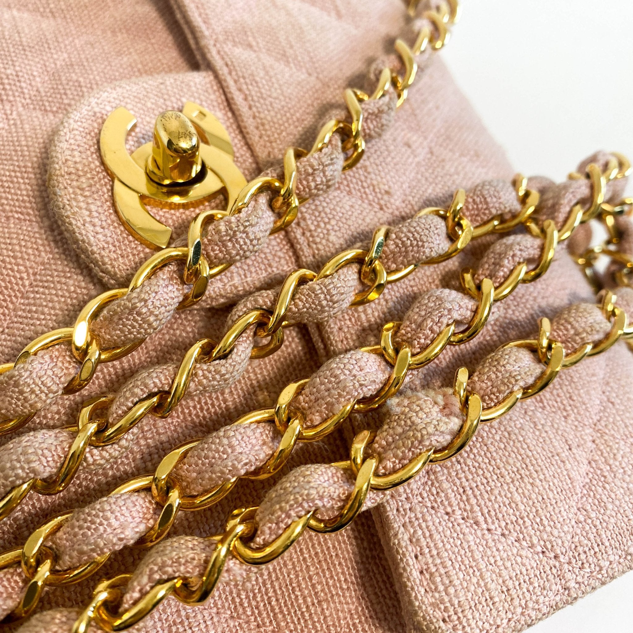 CHANEL Cotton Timeless Classic Quilted Single Flap Chain Crossbody Bag Neutral Pink, in , Sold by HIVE PRELOVED - Crossbody bags, Mini bags,