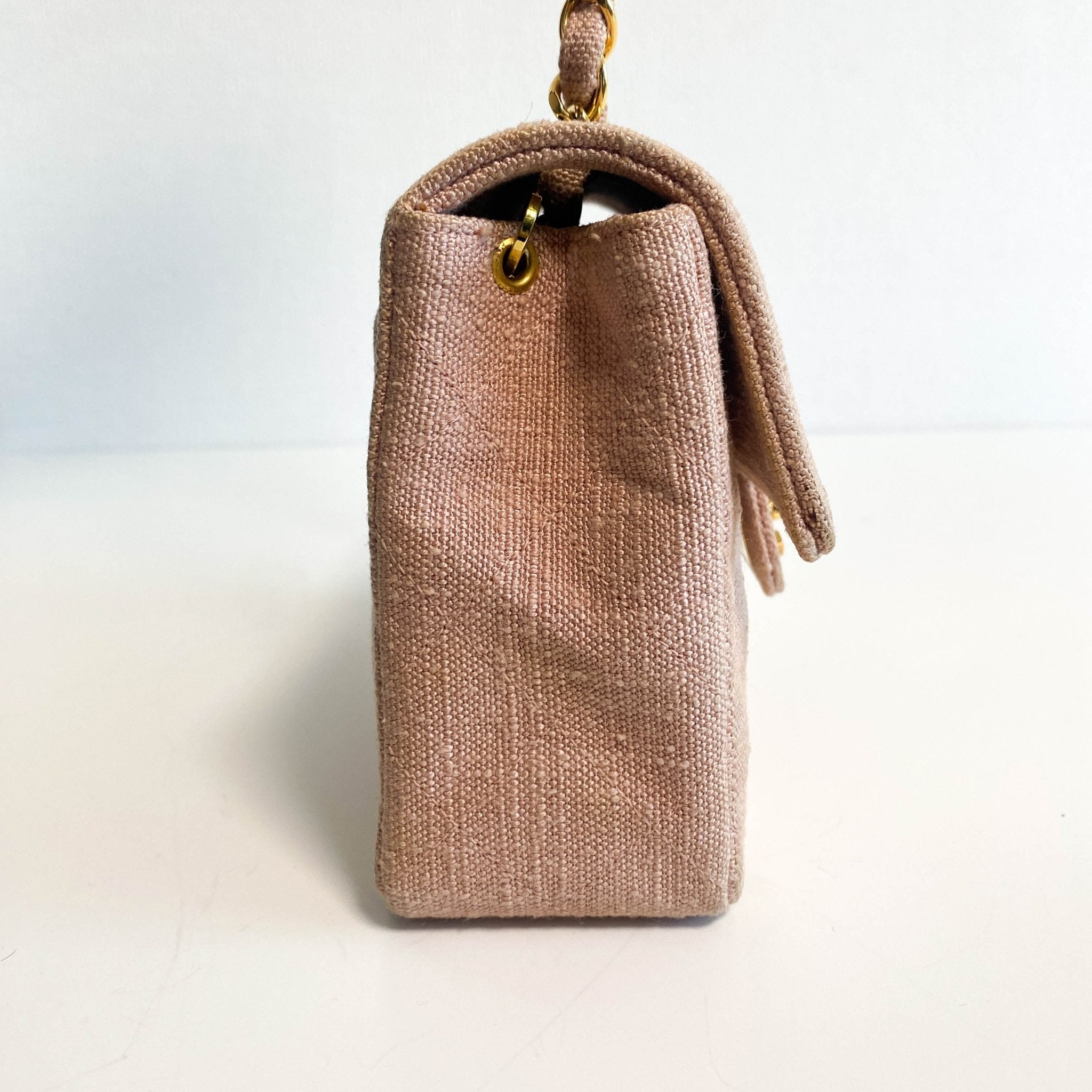 CHANEL Cotton Timeless Classic Quilted Single Flap Chain Crossbody Bag Neutral Pink, in , Sold by HIVE PRELOVED - Crossbody bags, Mini bags,