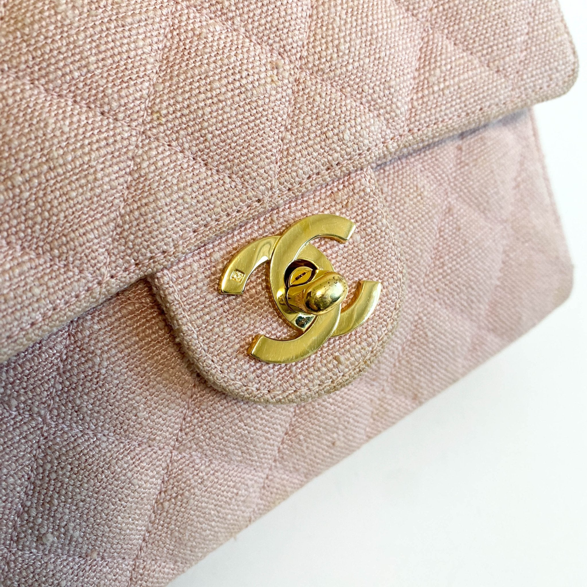 CHANEL Cotton Timeless Classic Quilted Single Flap Chain Crossbody Bag Neutral Pink, in , Sold by HIVE PRELOVED - Crossbody bags, Mini bags,