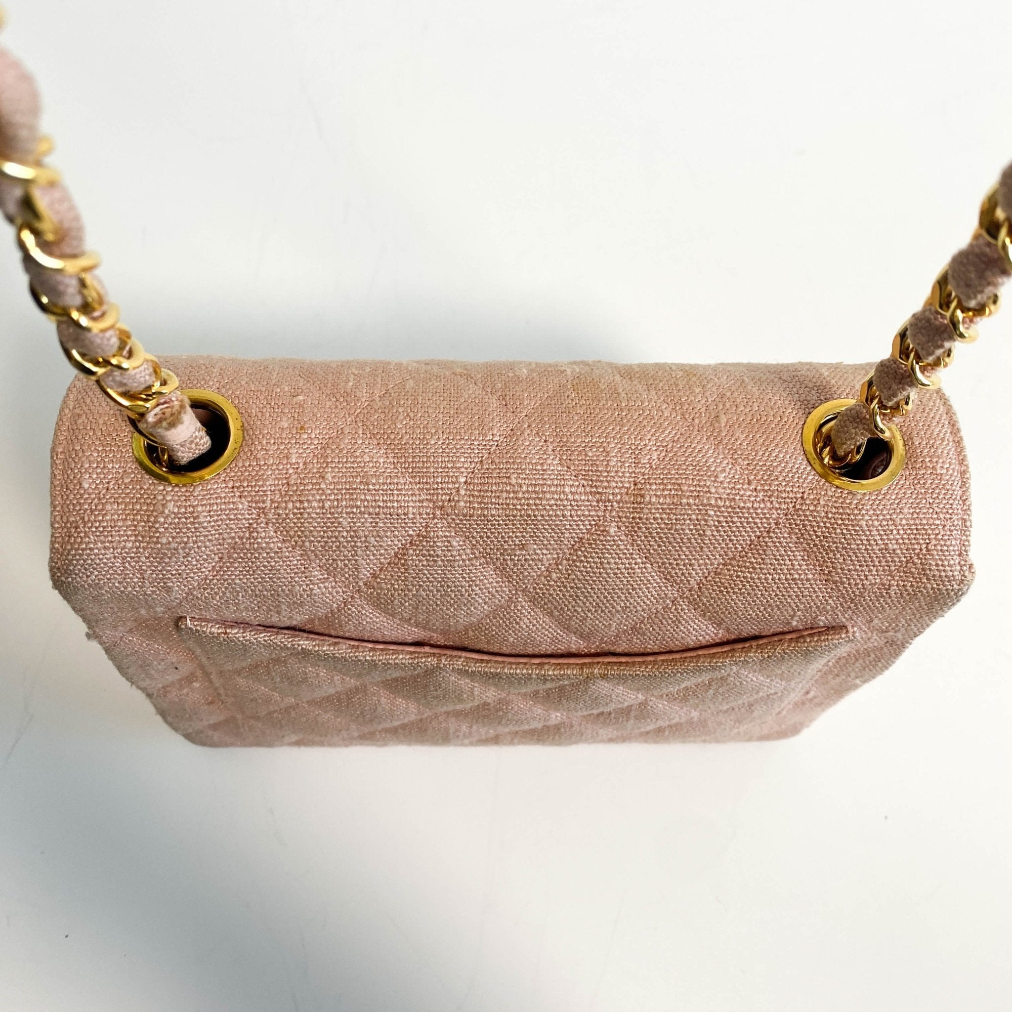 CHANEL Cotton Timeless Classic Quilted Single Flap Chain Crossbody Bag Neutral Pink, in , Sold by HIVE PRELOVED - Crossbody bags, Mini bags,