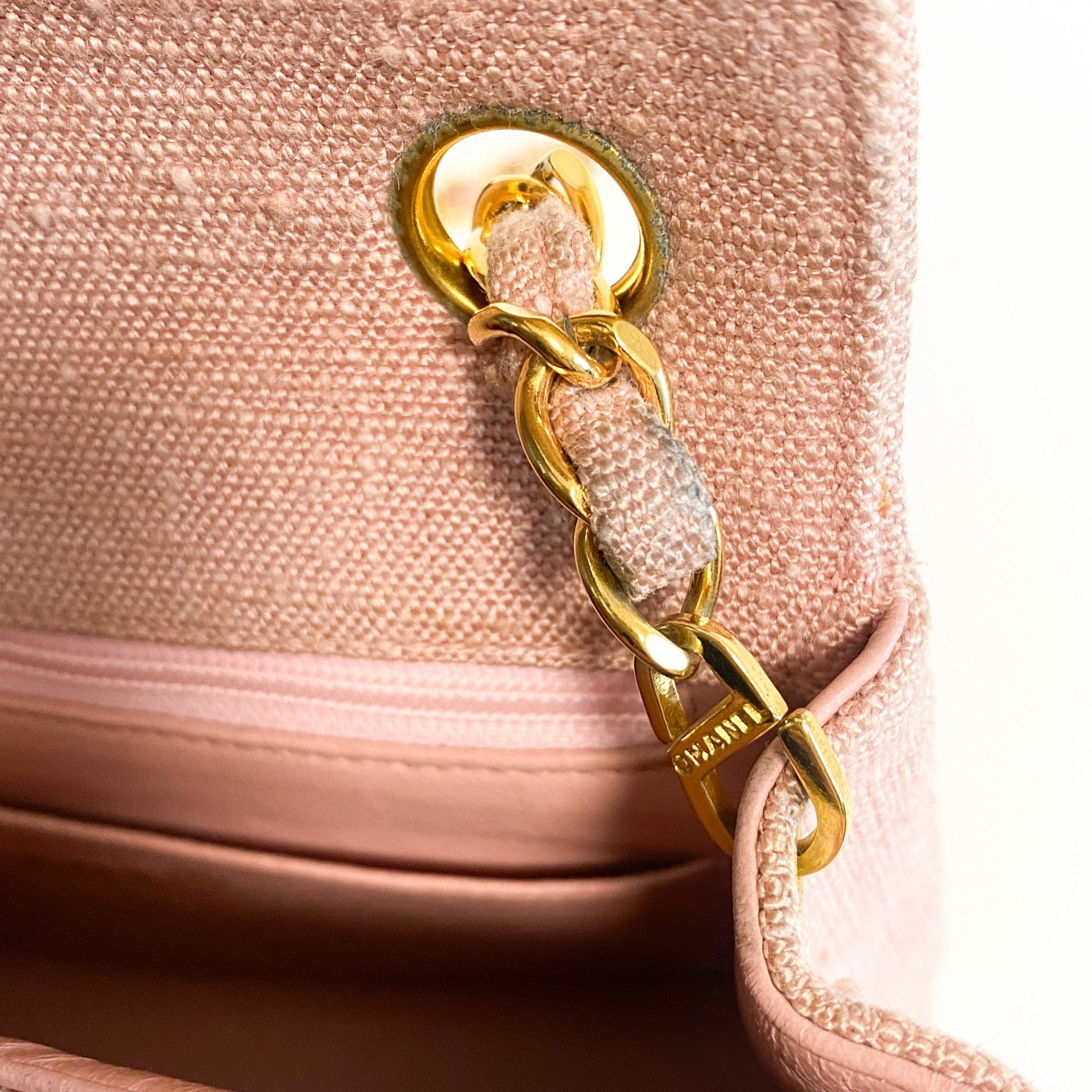 CHANEL Cotton Timeless Classic Quilted Single Flap Chain Crossbody Bag Neutral Pink, in , Sold by HIVE PRELOVED - Crossbody bags, Mini bags,