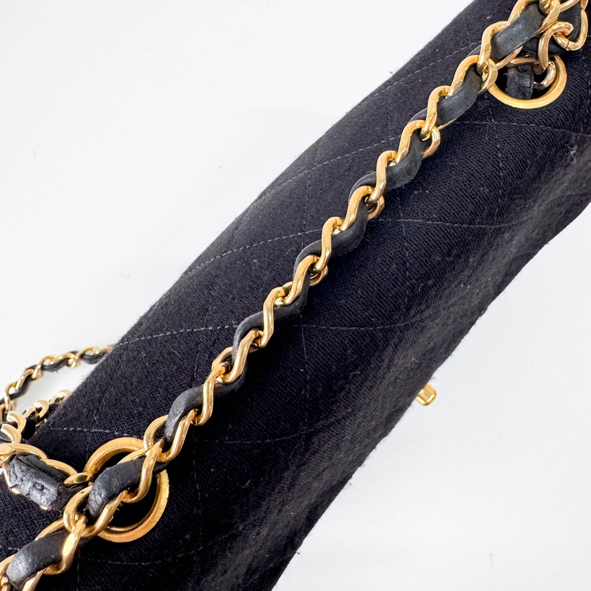 CHANEL Cotton Timeless Classic Quilted Single Flap Shoulder Bag Chain Gold Hardwar in  Sold by HIVE PRELOVED - Crossbody bag