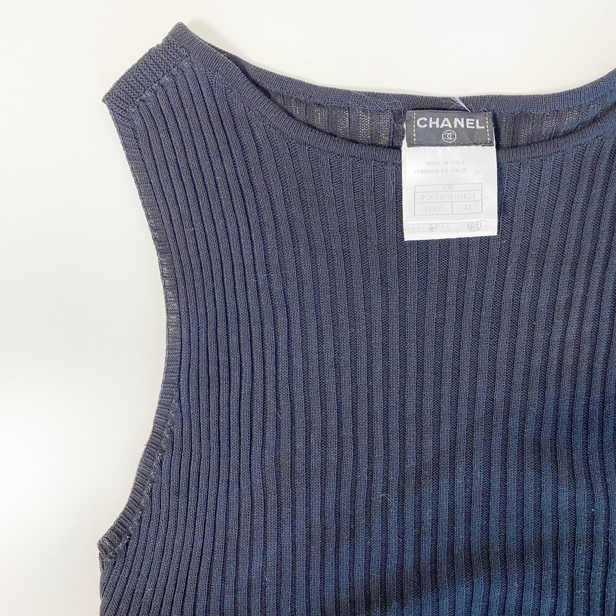 CHANEL Cotton Top Vest Black 42, in , Sold by HIVE PRELOVED - Tops, ,