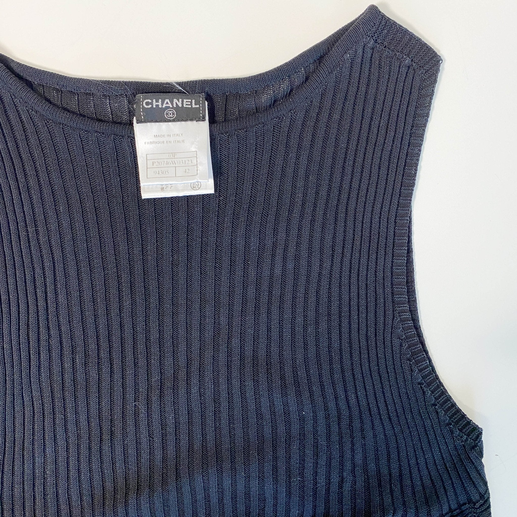 CHANEL Cotton Top Vest Black 42, in , Sold by HIVE PRELOVED - Tops, ,
