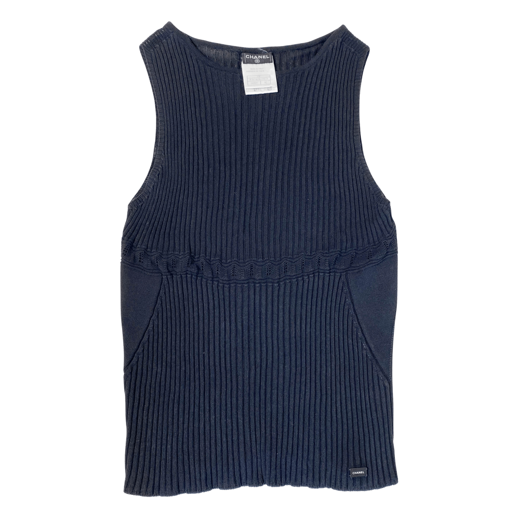 CHANEL Cotton Top Vest Black 42, in , Sold by HIVE PRELOVED - Tops, ,