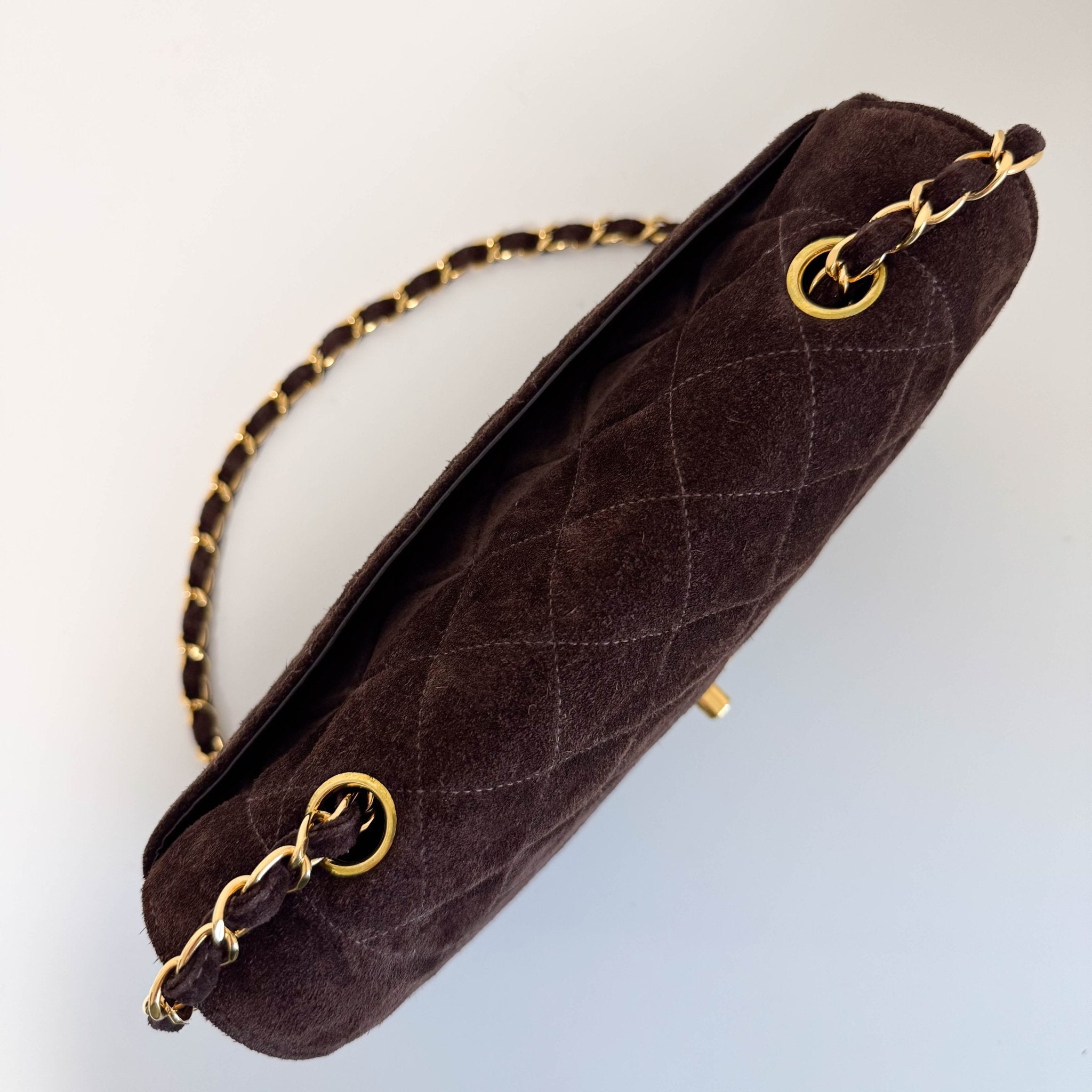 CHANEL Diana Brown Suede Quilted Single Flap Shoulder Bag, in , Sold by HIVE PRELOVED - Shoulder Bags, ,