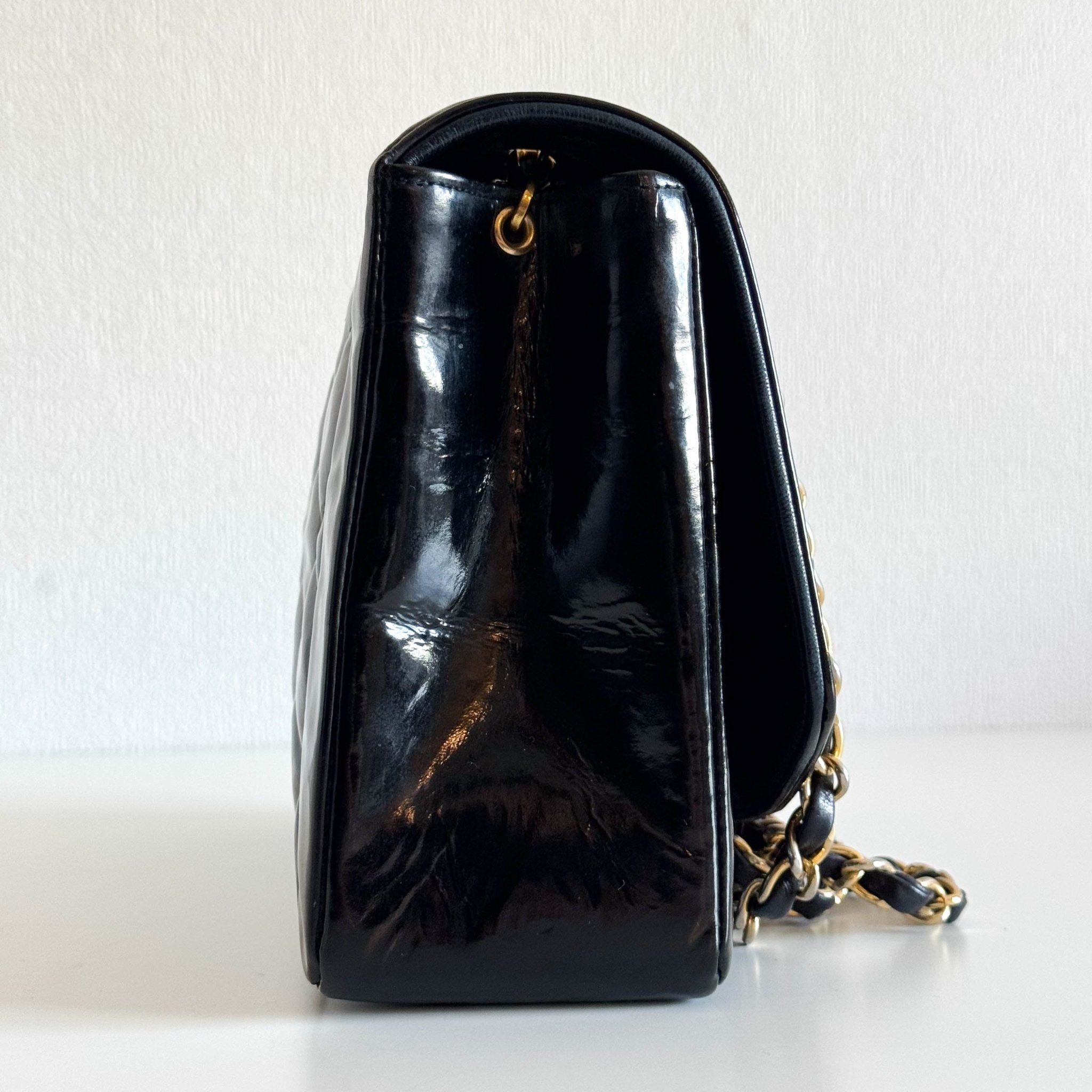 CHANEL Diana Flap Black Patent Leather Chain Shoulder Bag, in , Sold by HIVE PRELOVED - Crossbody bags, ,