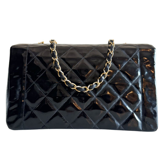 CHANEL Diana Flap Black Patent Leather Chain Shoulder Bag, in , Sold by HIVE PRELOVED - Crossbody bags, ,
