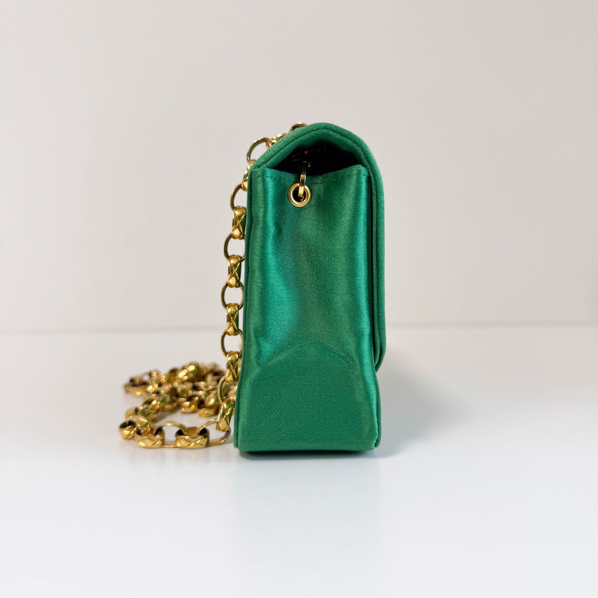 CHANEL Diana Flap Green Satin Bijou Chain Shoulder Bag, in , Sold by HIVE PRELOVED - Crossbody bags, Shoulder Bags,
