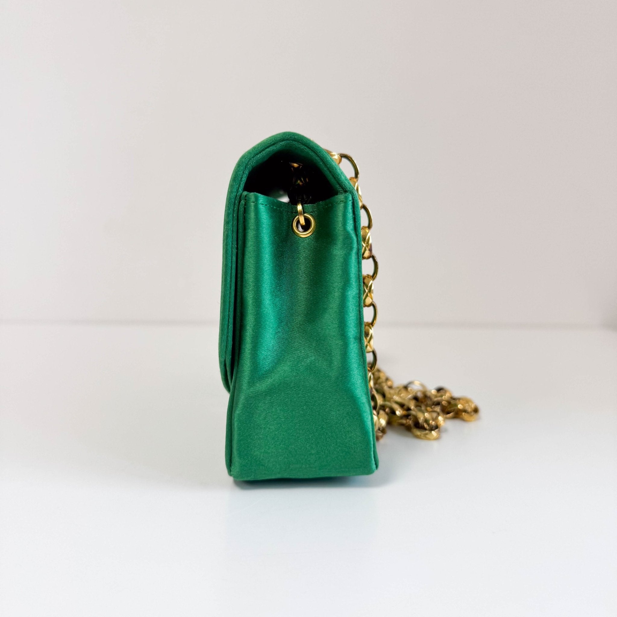 CHANEL Diana Flap Green Satin Bijou Chain Shoulder Bag, in , Sold by HIVE PRELOVED - Crossbody bags, Shoulder Bags,