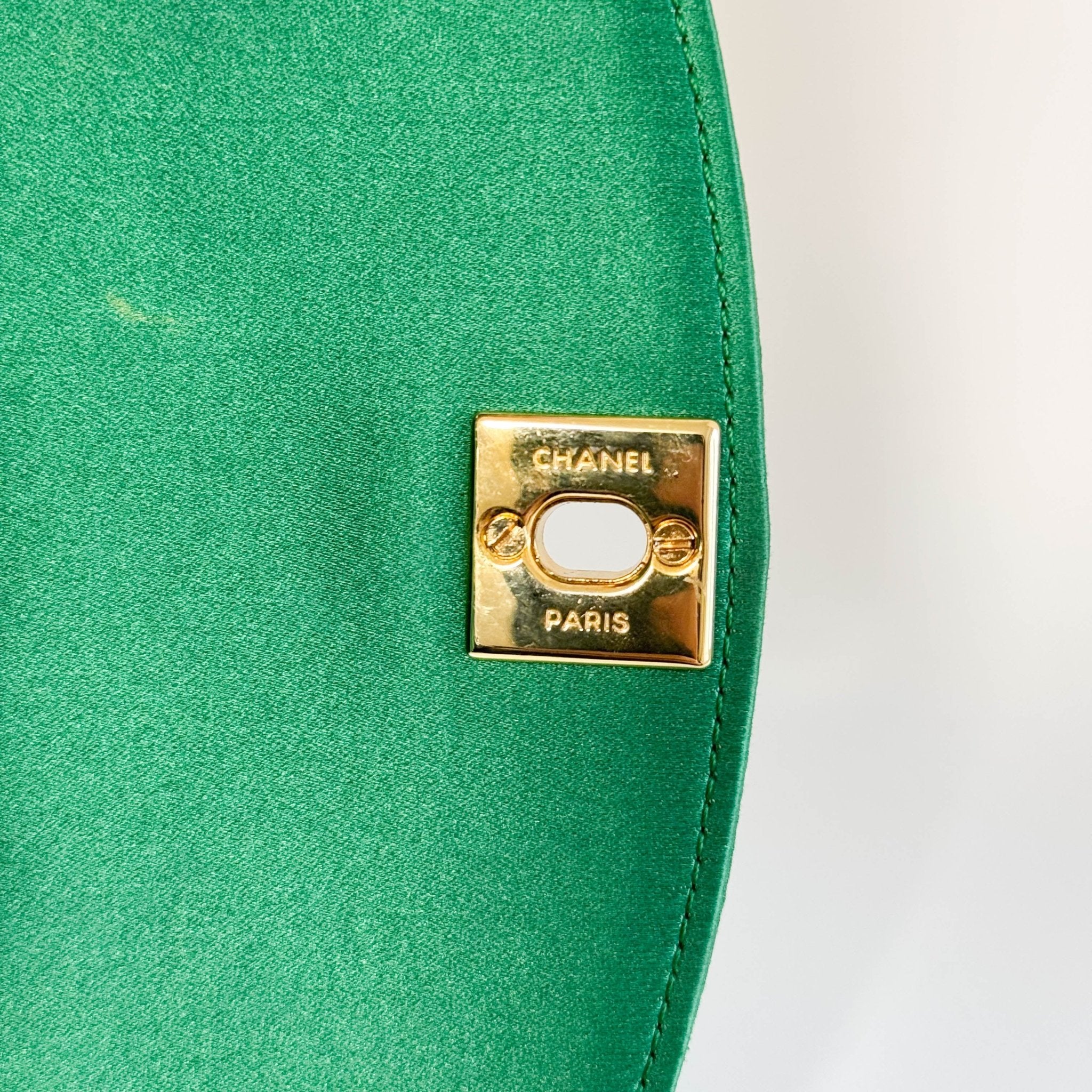 CHANEL Diana Flap Green Satin Bijou Chain Shoulder Bag, in , Sold by HIVE PRELOVED - Crossbody bags, Shoulder Bags,