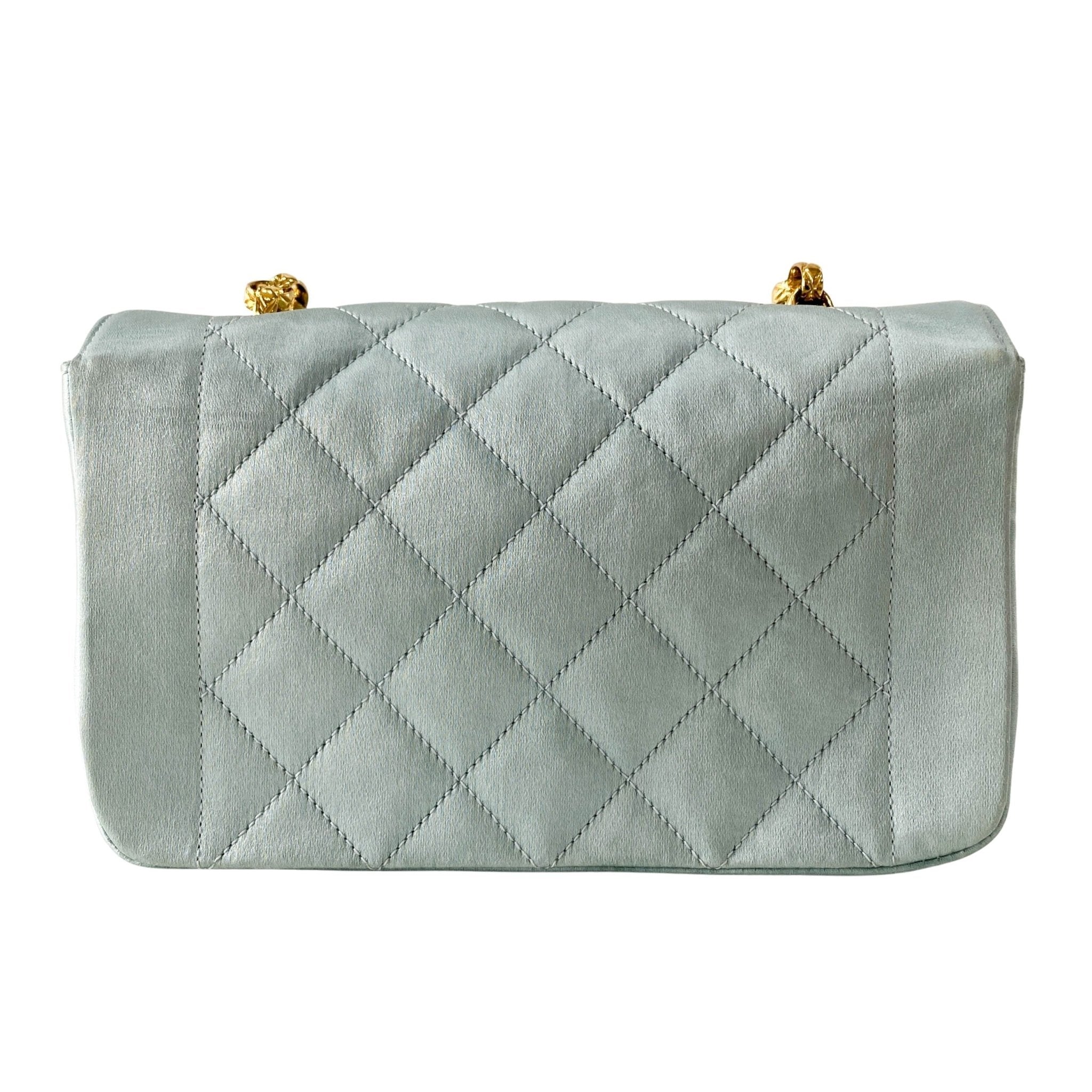 CHANEL Diana Flap Light blue Satin Bijou Chain Shoulder Bag, in , Sold by HIVE PRELOVED - Shoulder Bags, ,