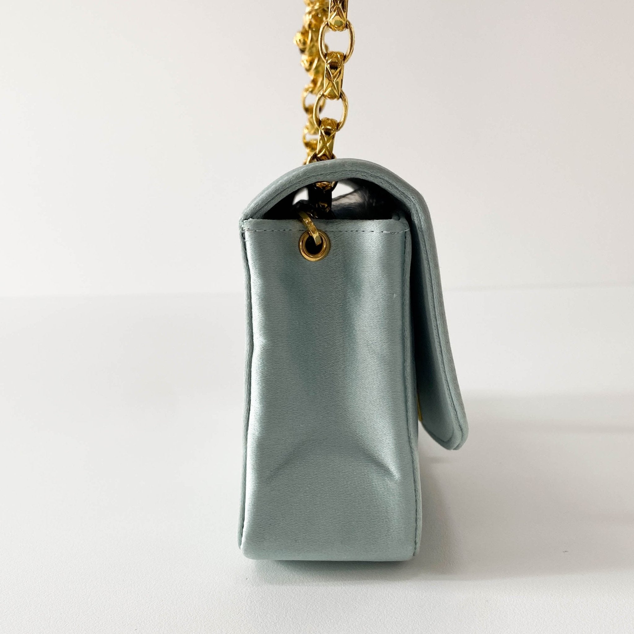 CHANEL Diana Flap Light blue Satin Bijou Chain Shoulder Bag, in , Sold by HIVE PRELOVED - Shoulder Bags, ,