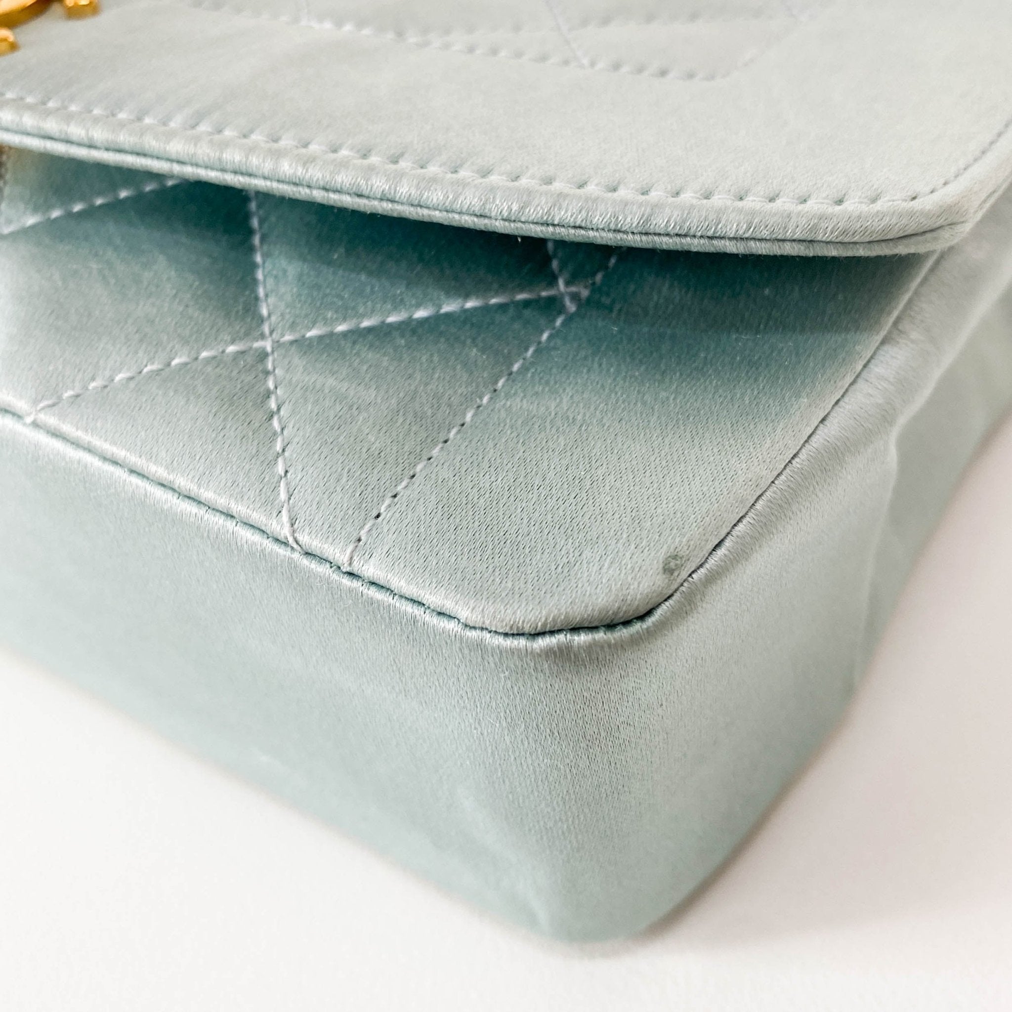 CHANEL Diana Flap Light blue Satin Bijou Chain Shoulder Bag, in , Sold by HIVE PRELOVED - Shoulder Bags, ,