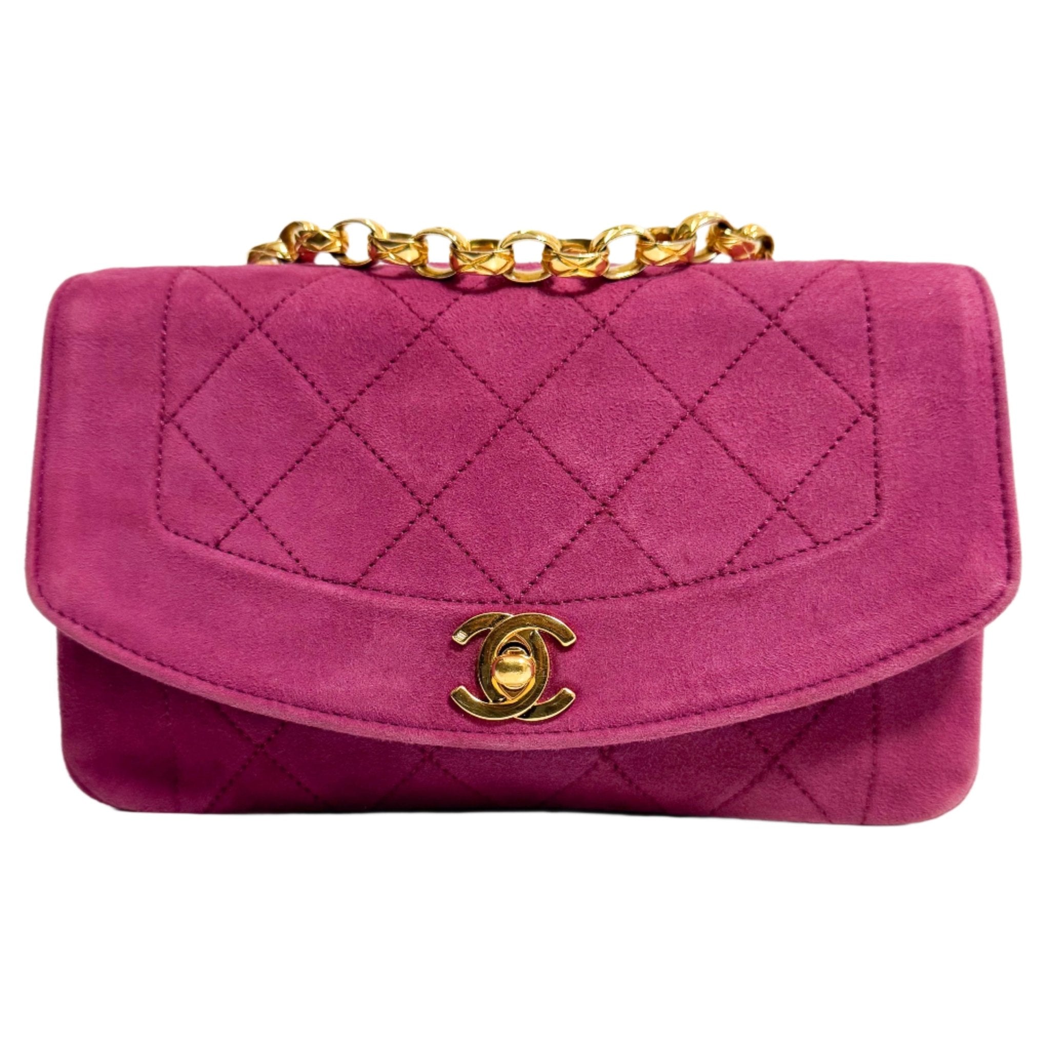 CHANEL Diana Purple Suede Quilted Single Flap Bijoux Chain Shoulder Bag, in , Sold by HIVE PRELOVED - Shoulder Bags, ,