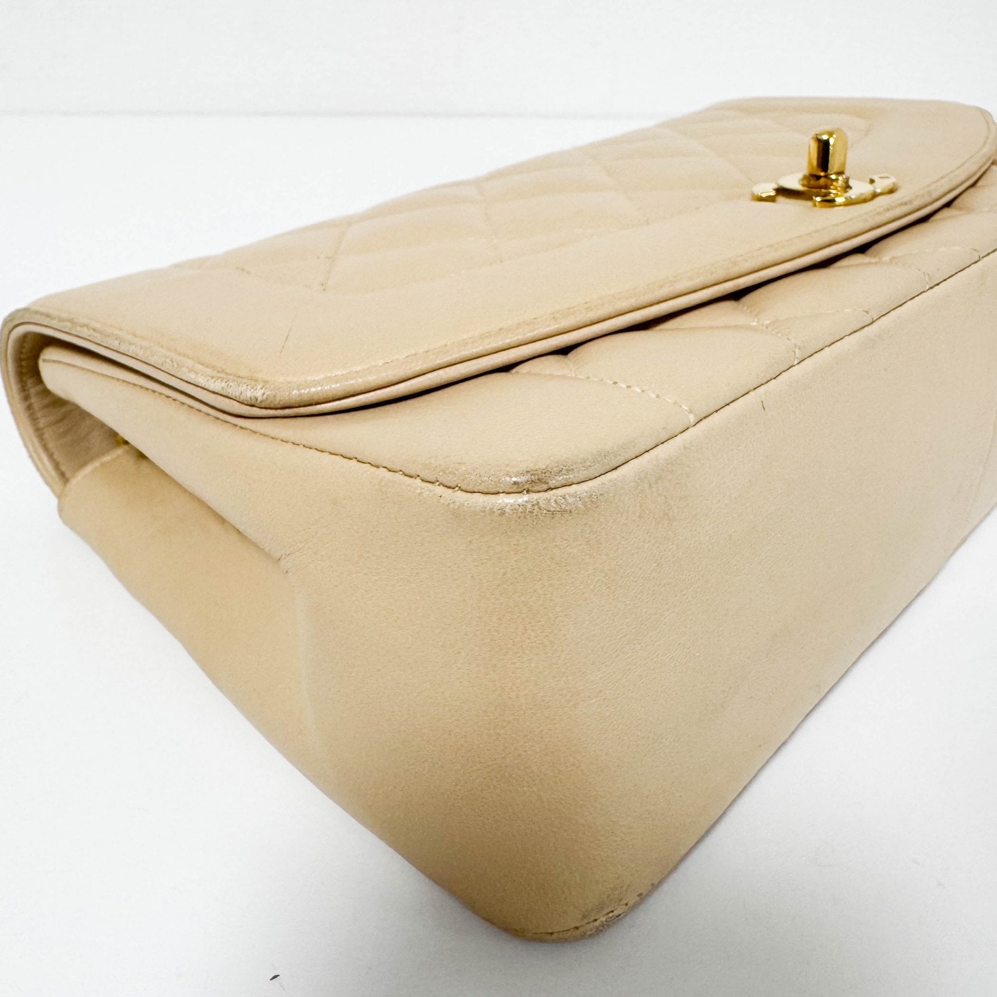 CHANEL Diana Single Flap Beige Lambskin Leather Gold Harware Bag, in , Sold by HIVE PRELOVED - Crossbody bags, ,