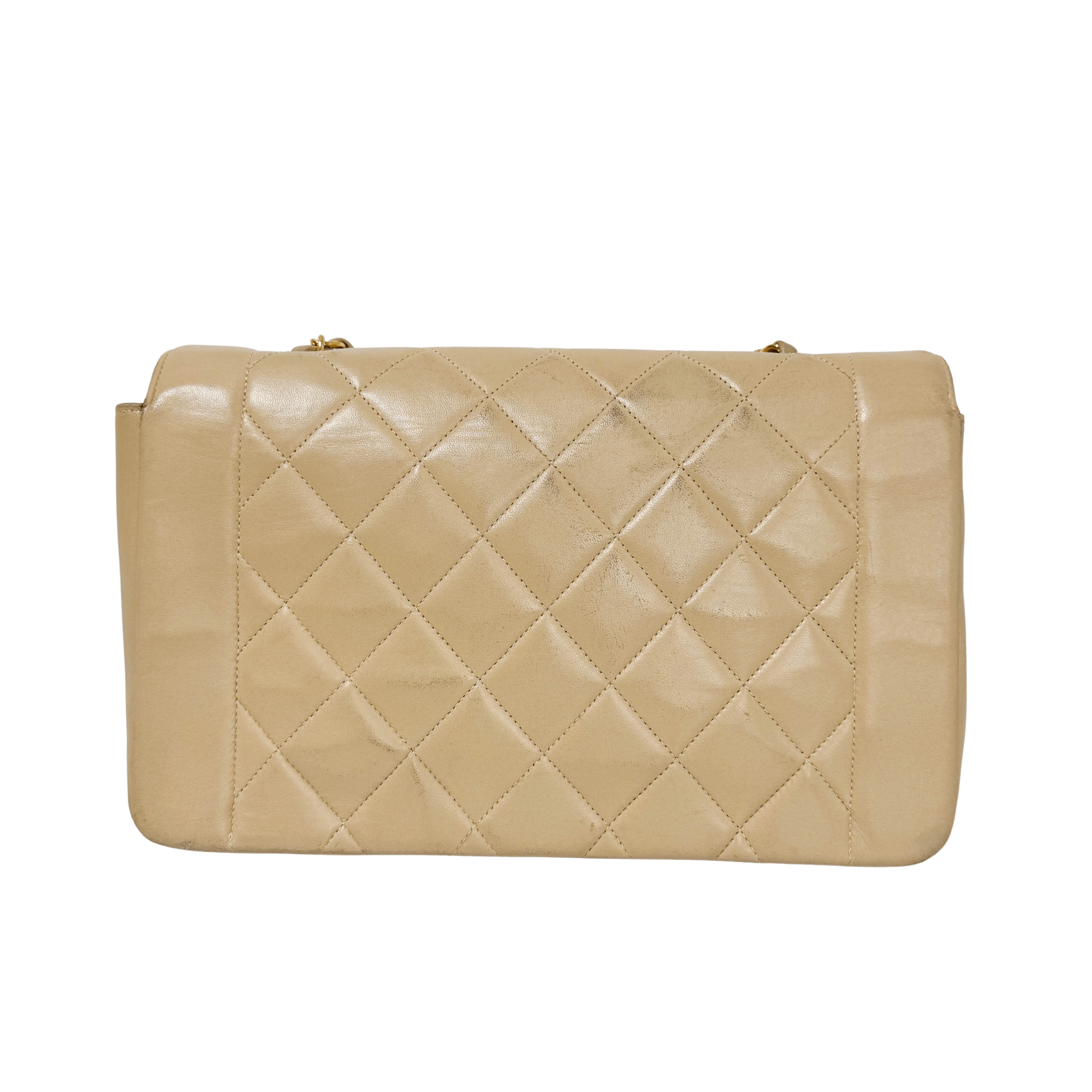 CHANEL Diana Single Flap Beige Lambskin Leather Gold Harware Bag, in , Sold by HIVE PRELOVED - Crossbody bags, ,