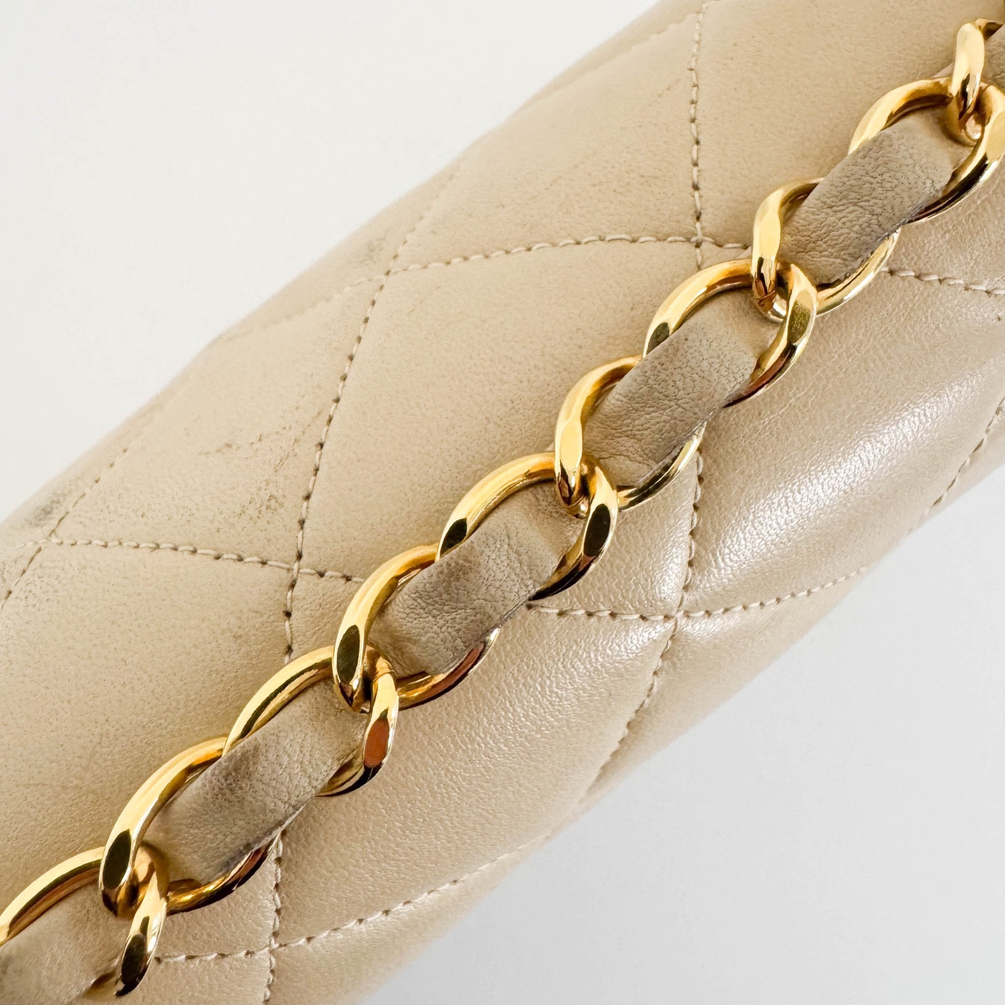 CHANEL Diana Single Flap Beige Lambskin Leather Gold Harware Bag, in , Sold by HIVE PRELOVED - Crossbody bags, ,