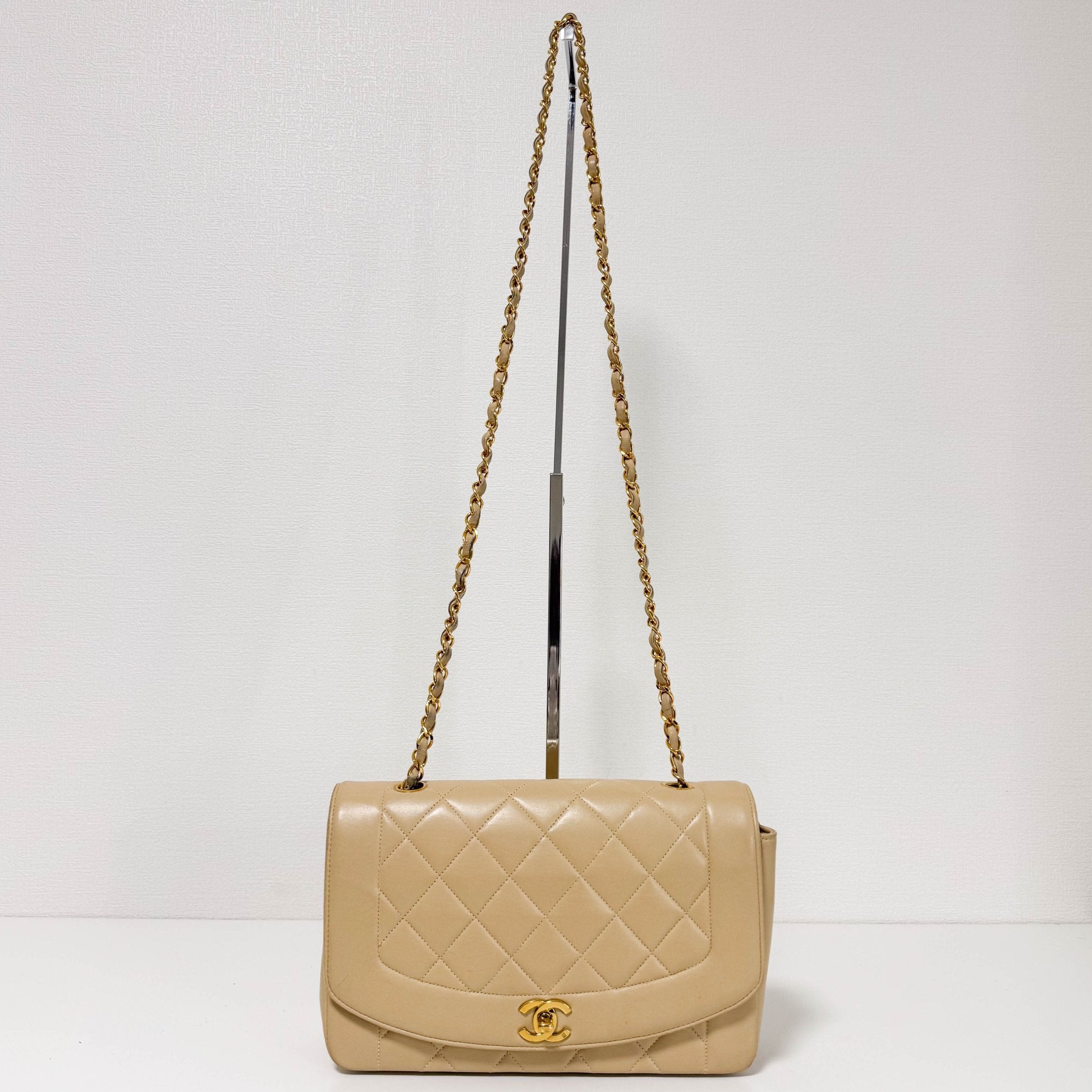 CHANEL Diana Single Flap Beige Lambskin Leather Gold Harware Bag, in , Sold by HIVE PRELOVED - Crossbody bags, ,