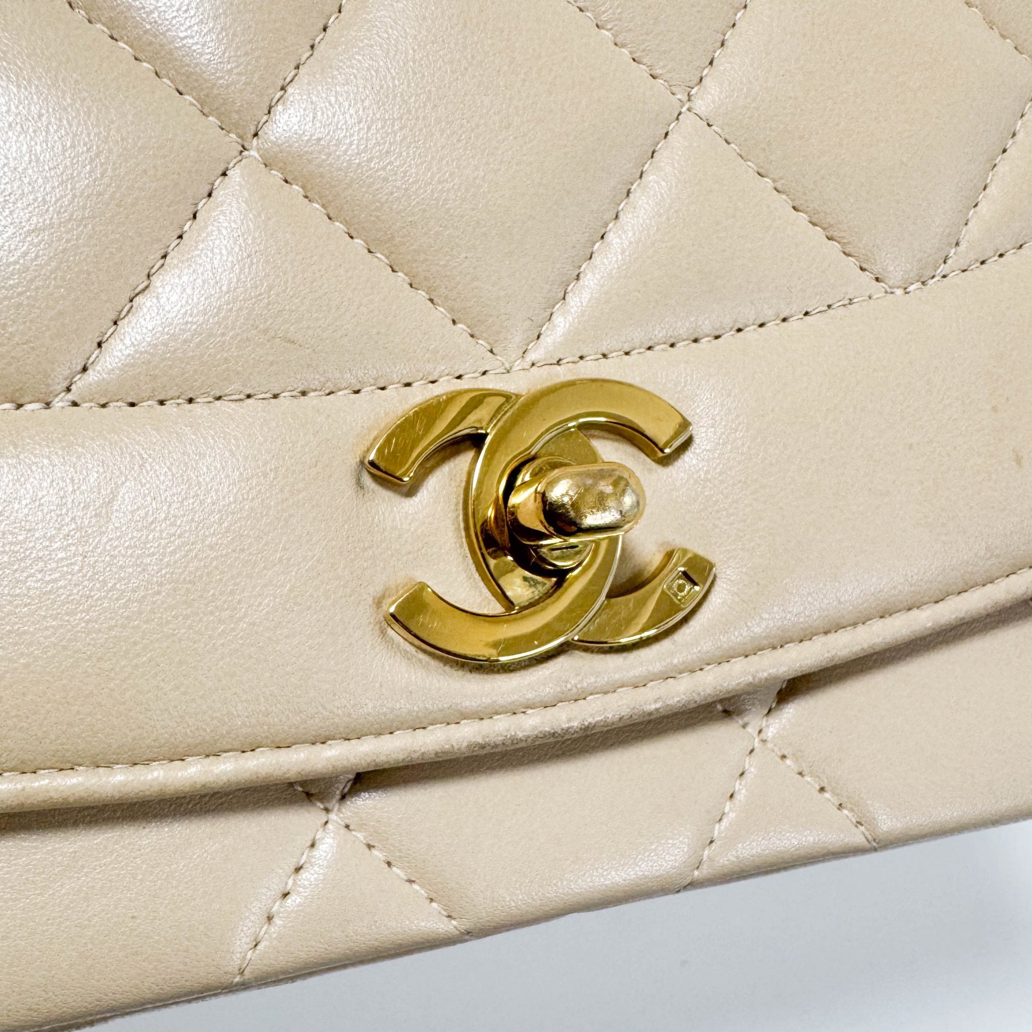 CHANEL Diana Single Flap Beige Lambskin Leather Gold Harware Bag, in , Sold by HIVE PRELOVED - Crossbody bags, ,