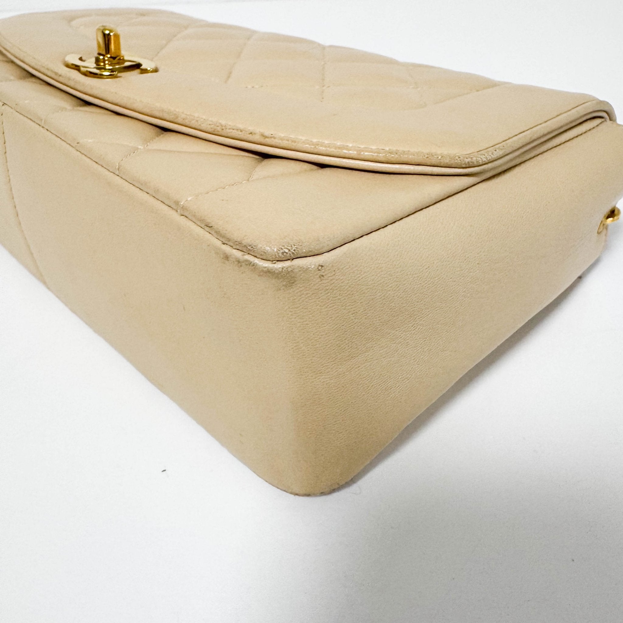 CHANEL Diana Single Flap Beige Lambskin Leather Gold Harware Bag, in , Sold by HIVE PRELOVED - Crossbody bags, ,