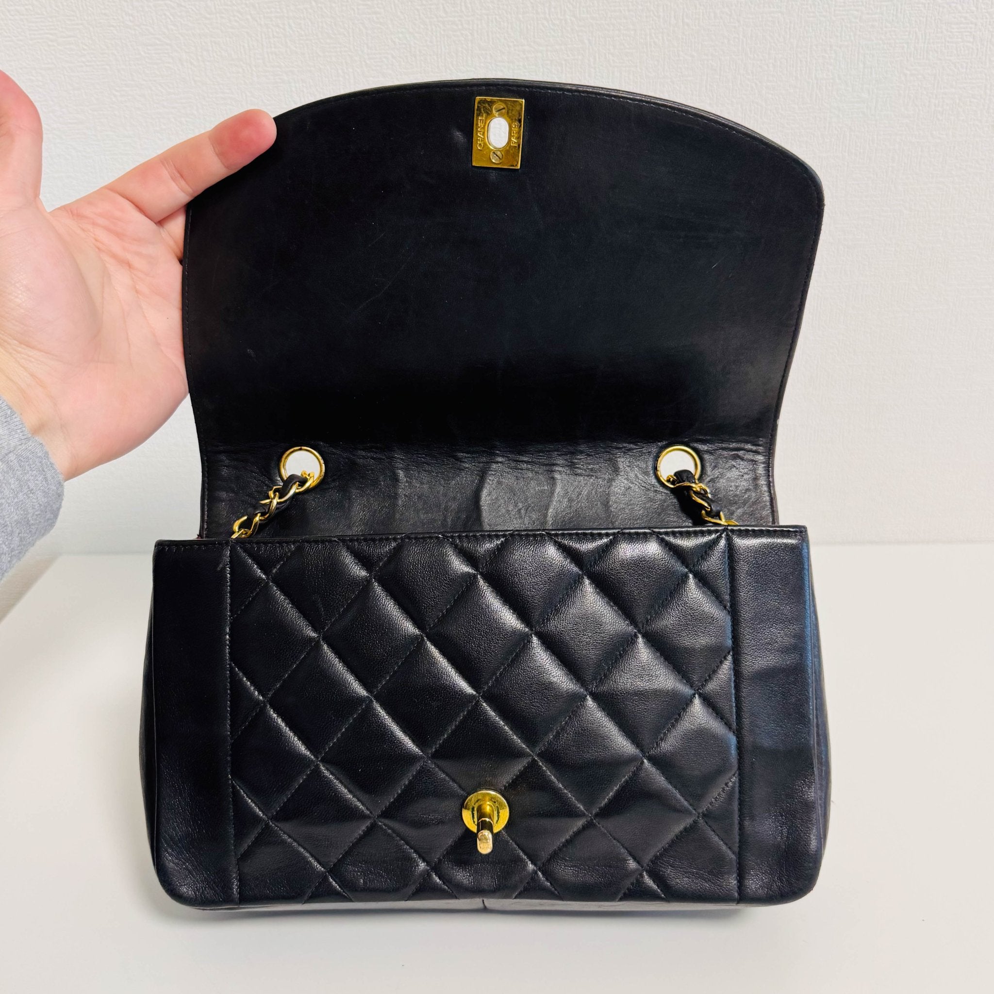CHANEL Diana Single Flap Black Lamb Skin Crossbody Bag, in , Sold by HIVE PRELOVED - Shoulder Bags, ,