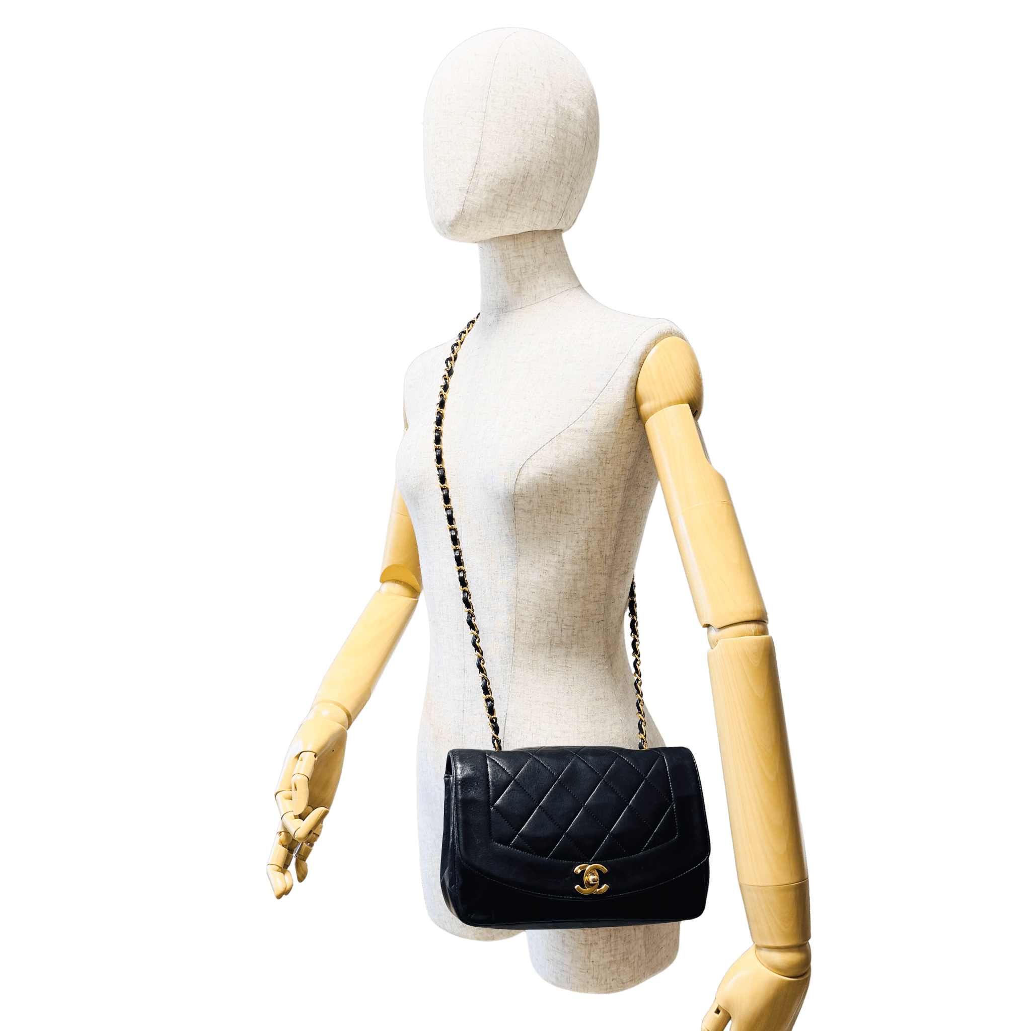 CHANEL Diana Single Flap Black Lamb Skin Crossbody Bag, in , Sold by HIVE PRELOVED - Crossbody bags, ,