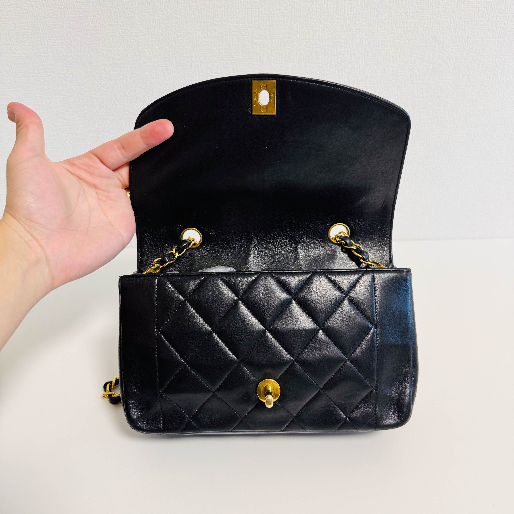 CHANEL Diana Single Flap Black Lamb Skin Crossbody Bag, in , Sold by HIVE PRELOVED - Crossbody bags, ,