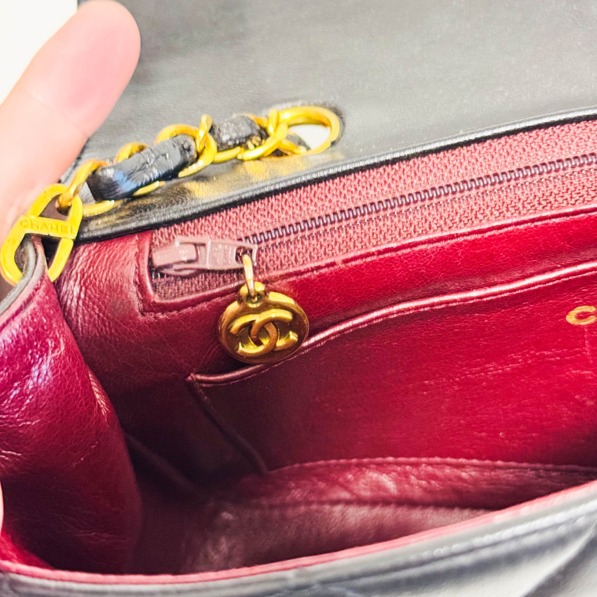 CHANEL Diana Single Flap Black Lamb Skin Crossbody Bag, in , Sold by HIVE PRELOVED - Crossbody bags, ,