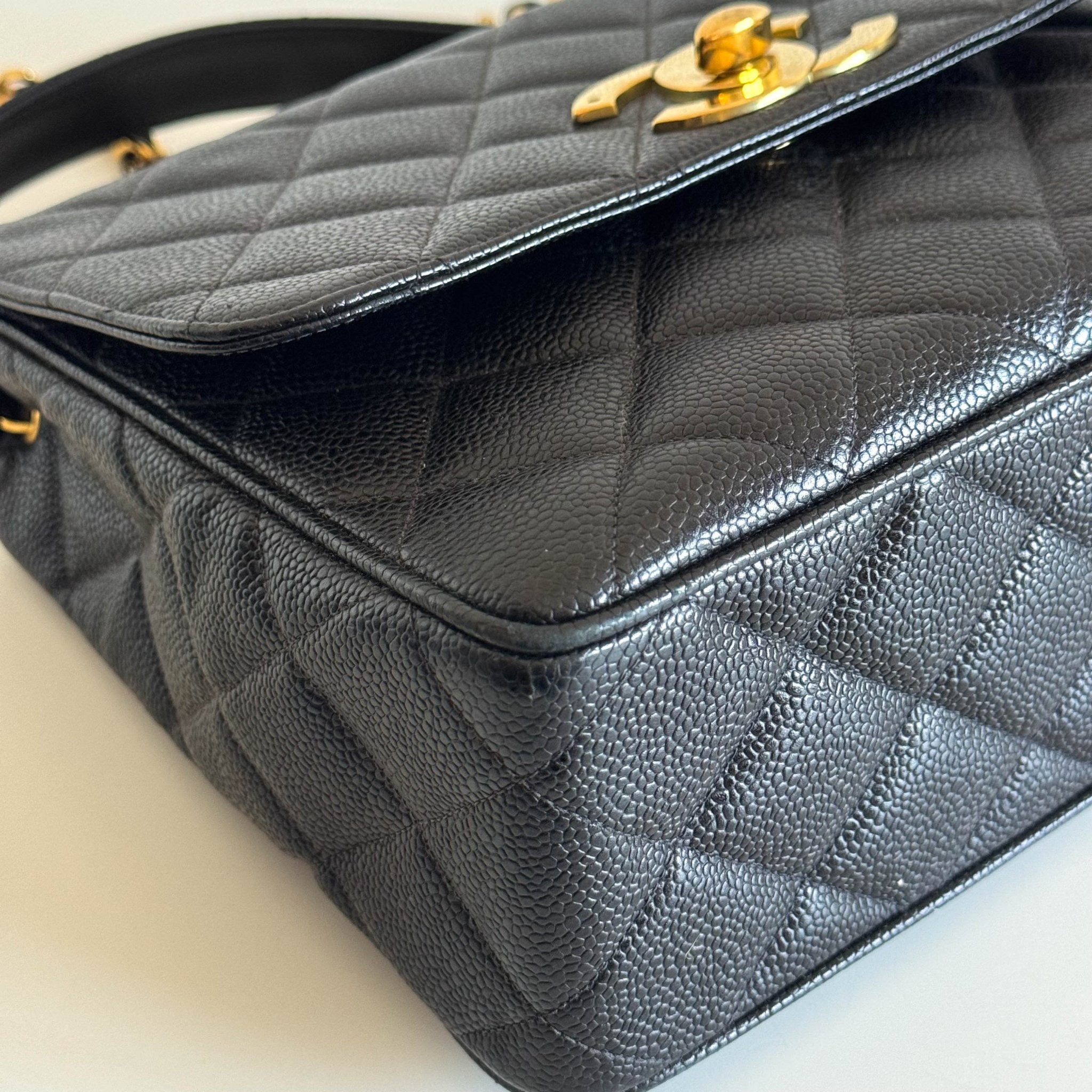 CHANEL Grain Calf Skin Black Leather Gold Chain Shoulder Bag, in , Sold by HIVE PRELOVED - Crossbody bags, ,