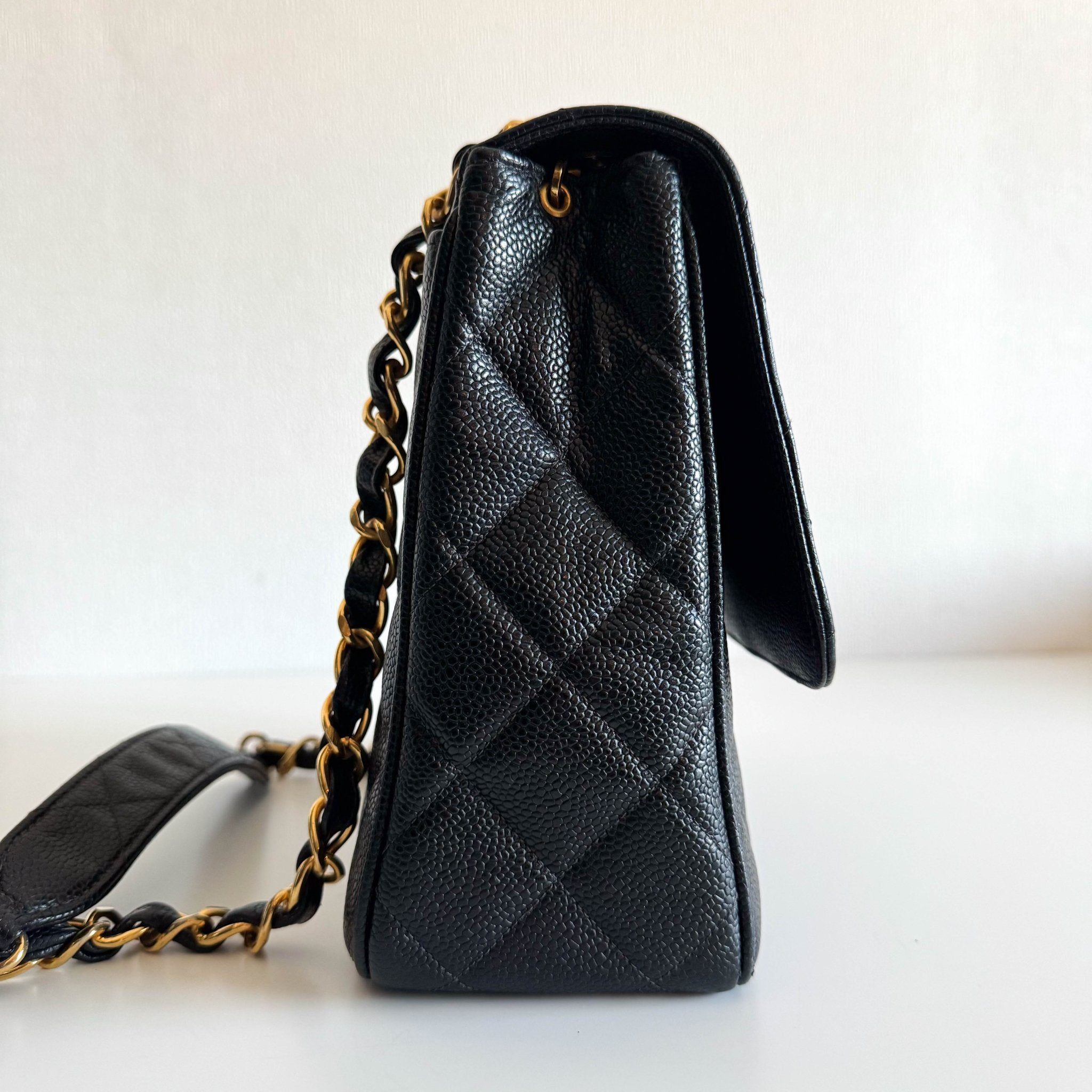 CHANEL Grain Calf Skin Black Leather Gold Chain Shoulder Bag, in , Sold by HIVE PRELOVED - Crossbody bags, ,