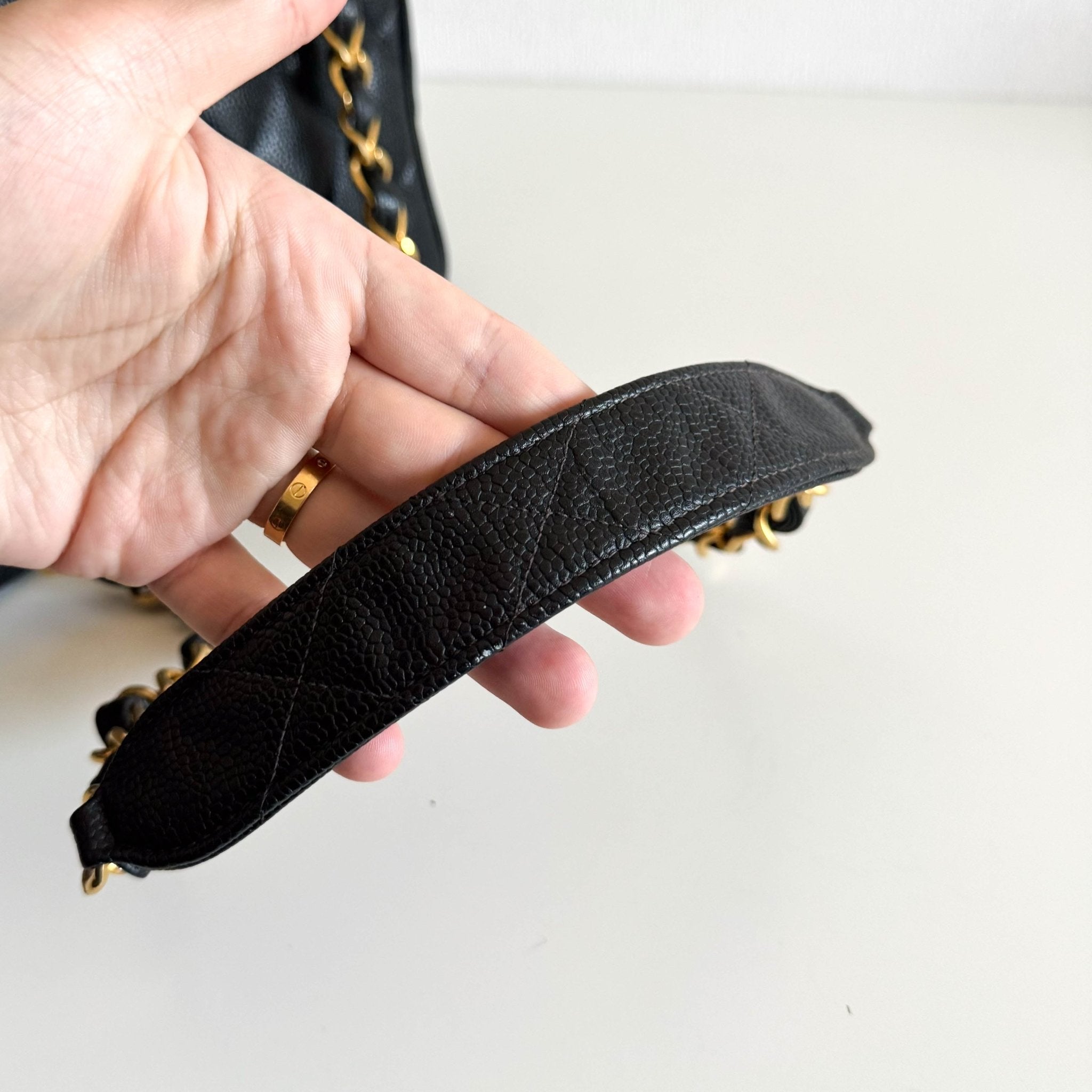 CHANEL Grain Calf Skin Black Leather Gold Chain Shoulder Bag, in , Sold by HIVE PRELOVED - Crossbody bags, ,