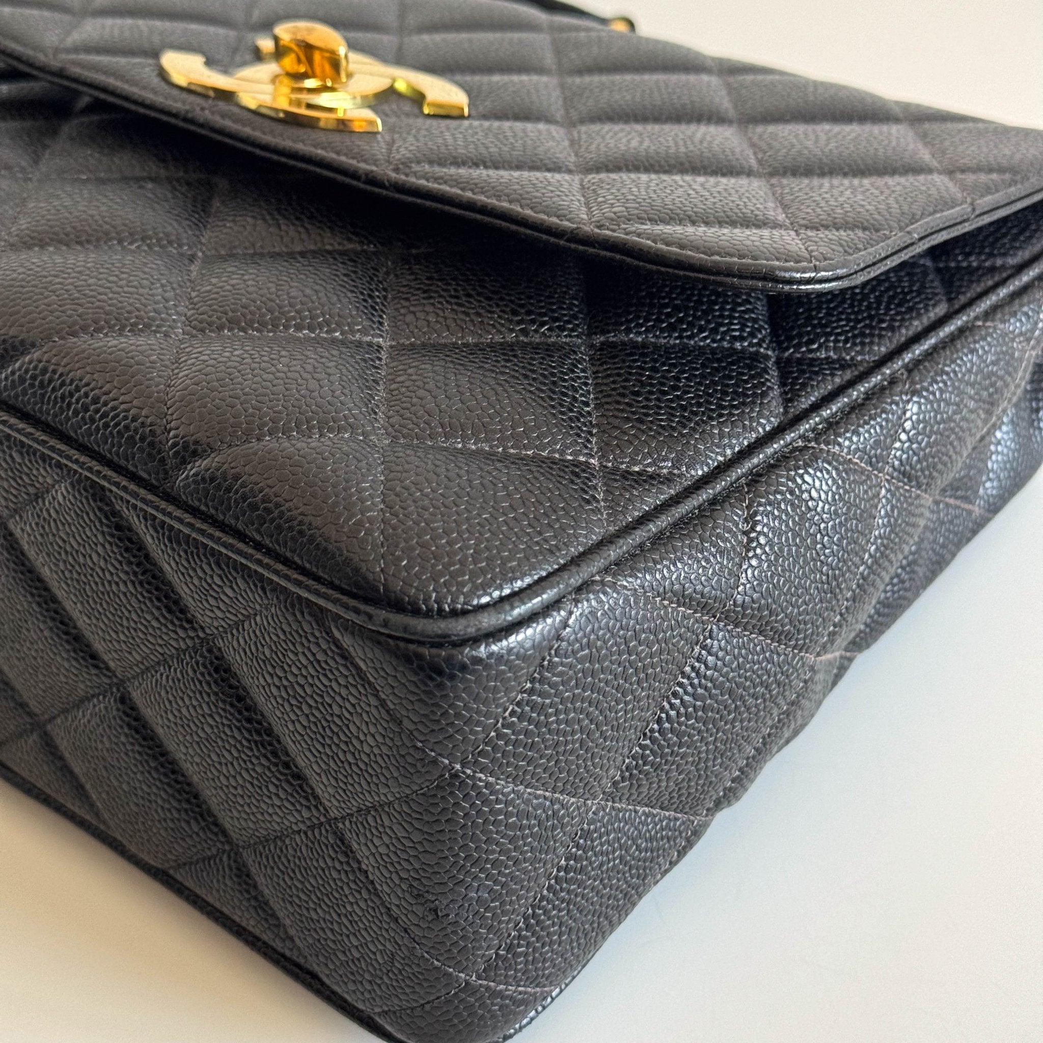 CHANEL Grain Calf Skin Black Leather Gold Chain Shoulder Bag, in , Sold by HIVE PRELOVED - Crossbody bags, ,