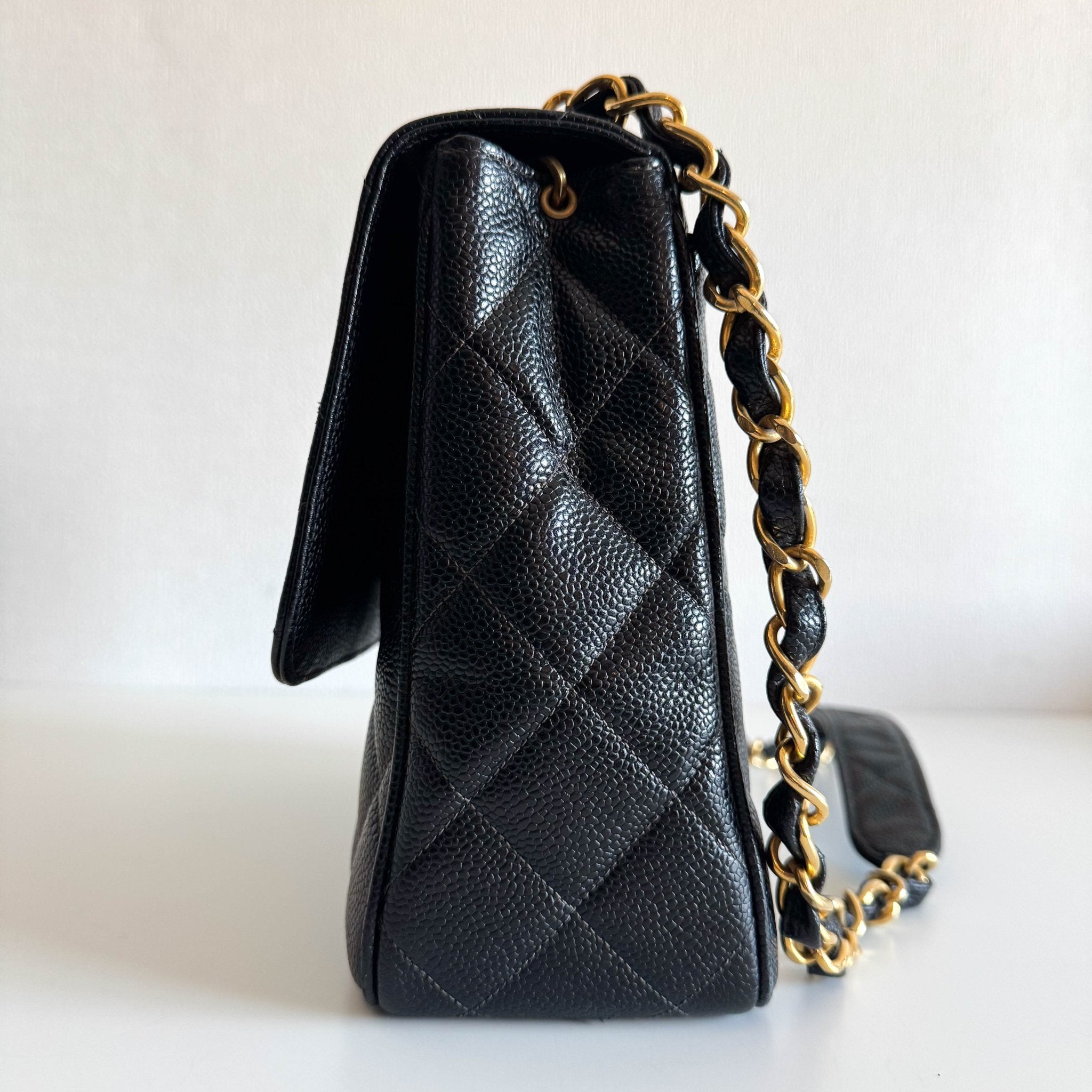 CHANEL Grain Calf Skin Black Leather Gold Chain Shoulder Bag, in , Sold by HIVE PRELOVED - Crossbody bags, ,
