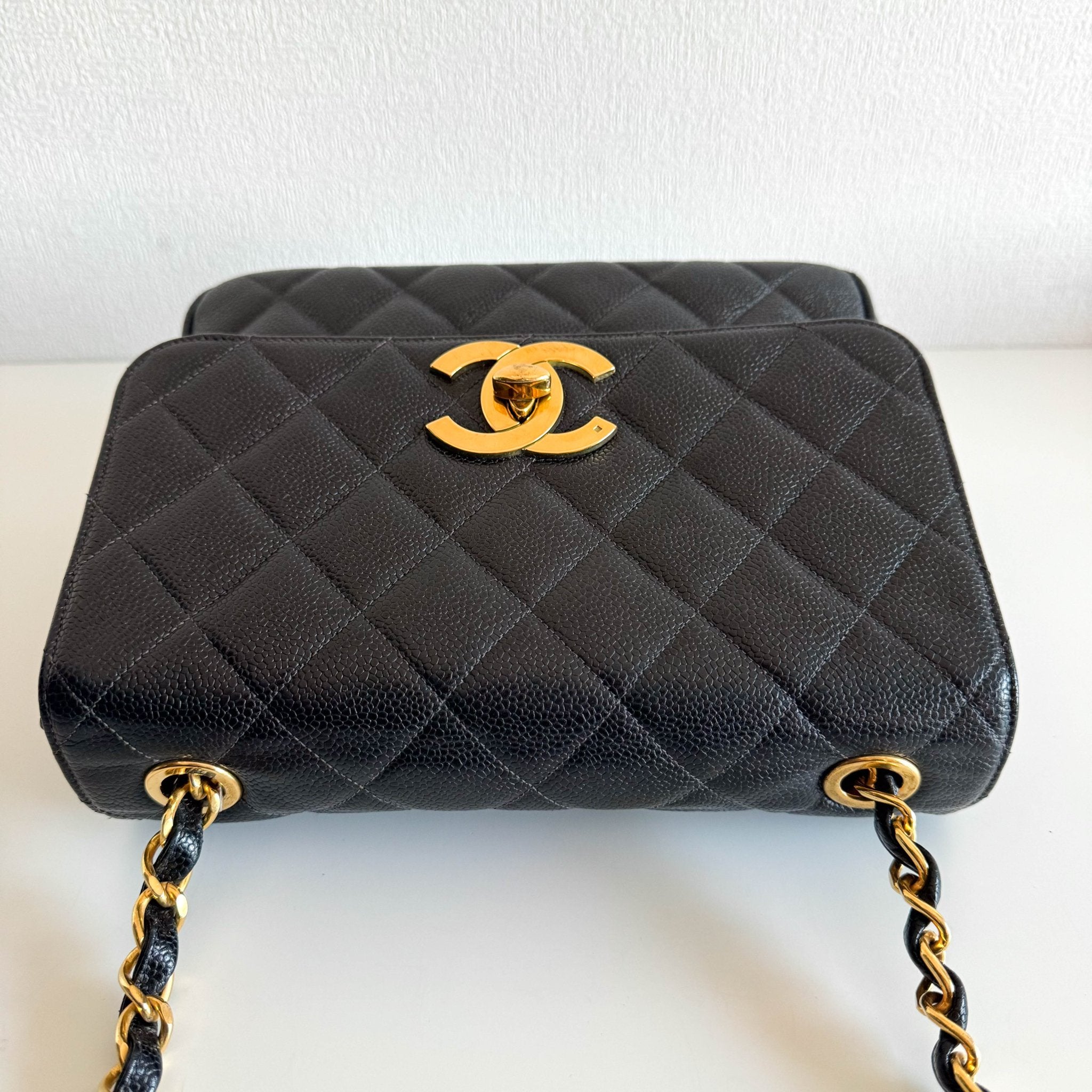 CHANEL Grain Calf Skin Black Leather Gold Chain Shoulder Bag, in , Sold by HIVE PRELOVED - Crossbody bags, ,