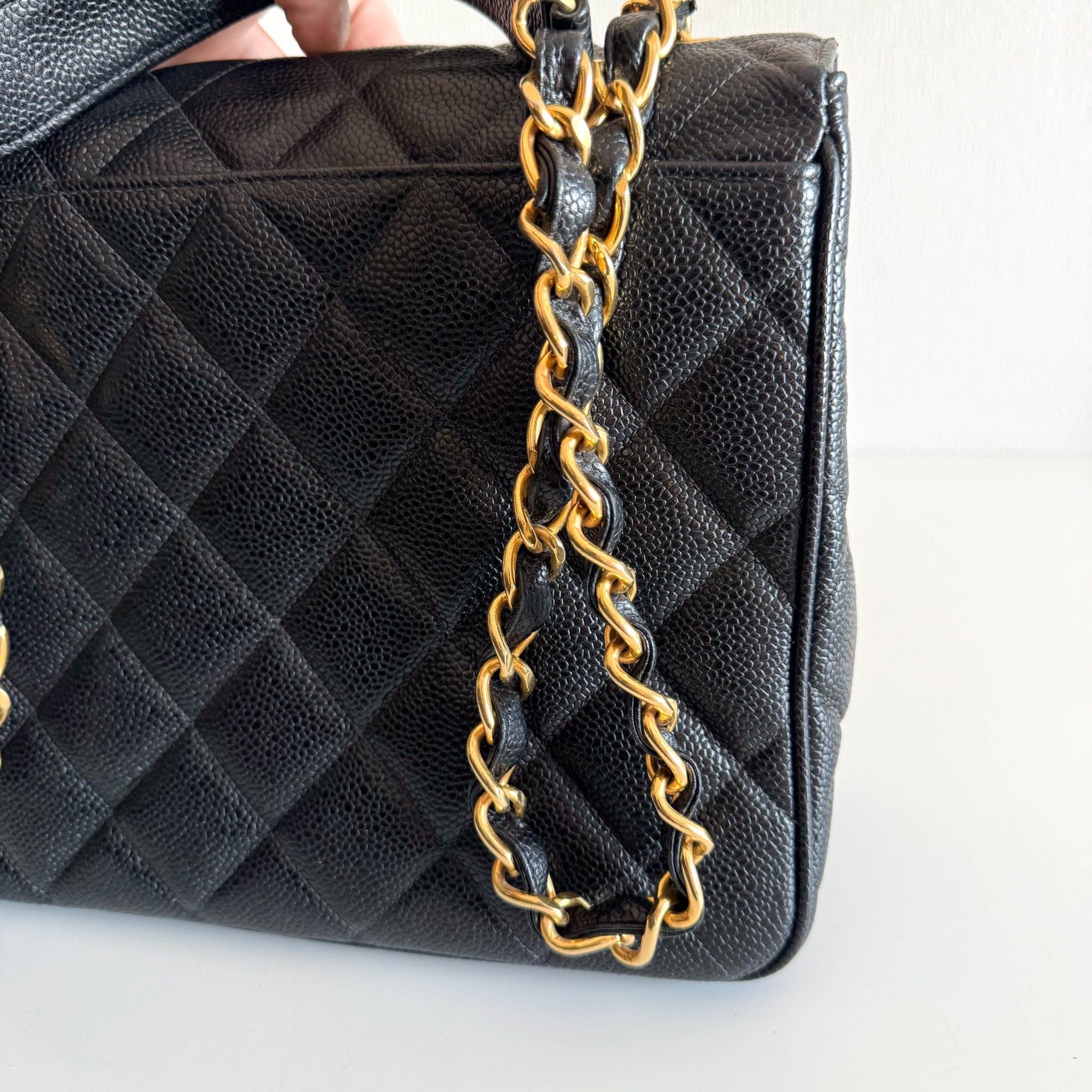 CHANEL Grain Calf Skin Black Leather Gold Chain Shoulder Bag, in , Sold by HIVE PRELOVED - Crossbody bags, ,