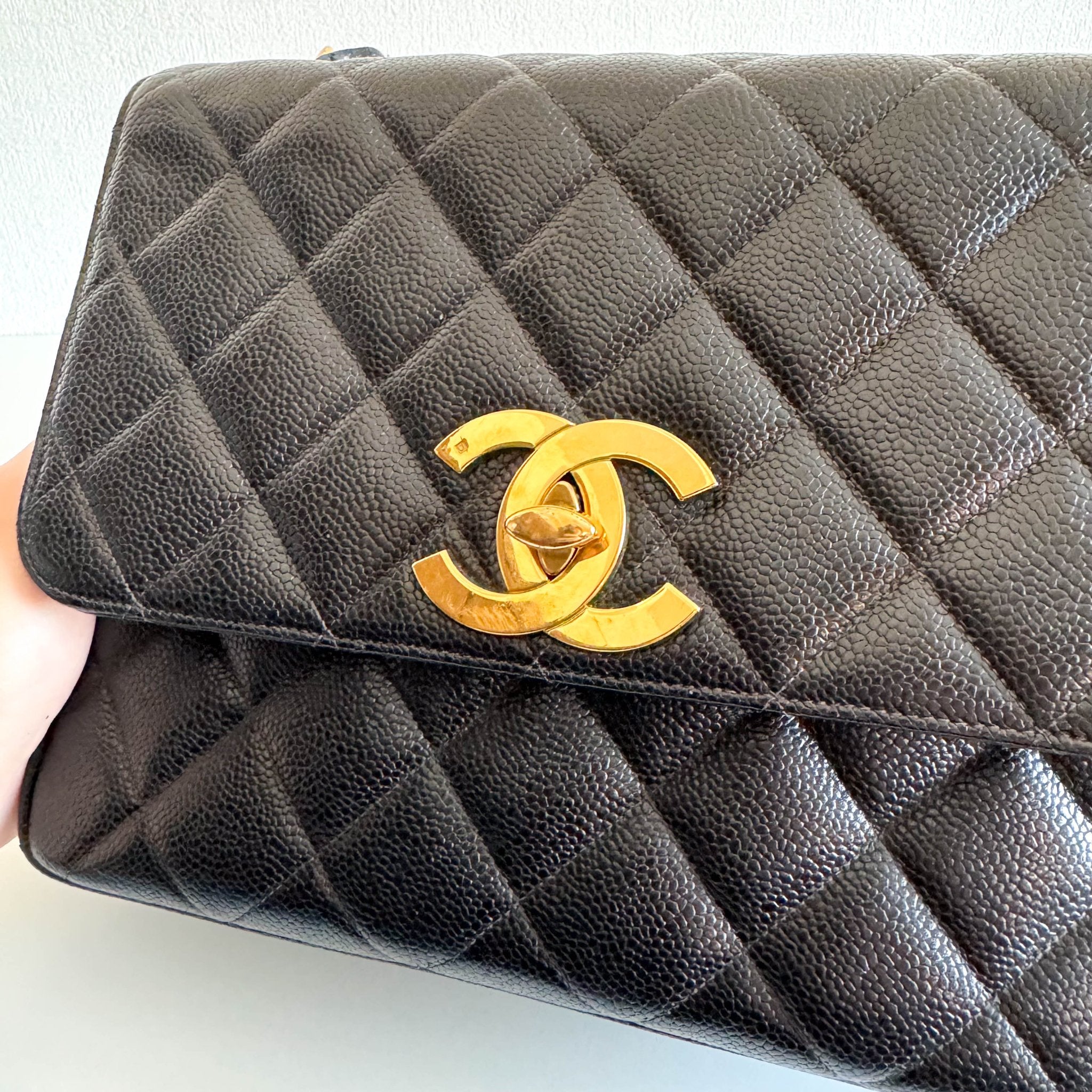 CHANEL Grain Calf Skin Black Leather Gold Chain Shoulder Bag, in , Sold by HIVE PRELOVED - Crossbody bags, ,