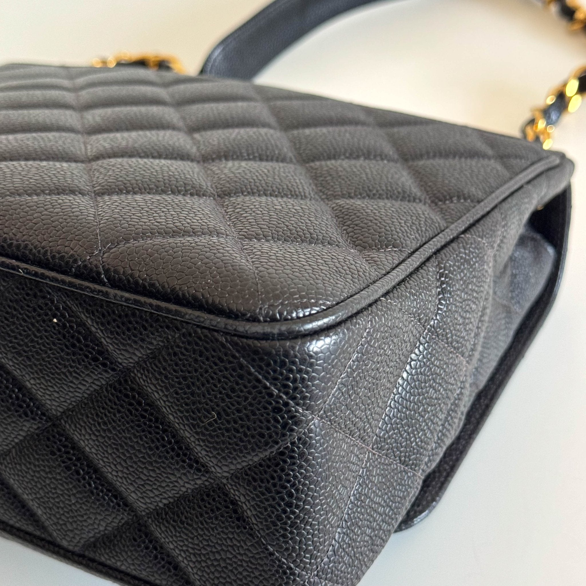 CHANEL Grain Calf Skin Black Leather Gold Chain Shoulder Bag, in , Sold by HIVE PRELOVED - Crossbody bags, ,